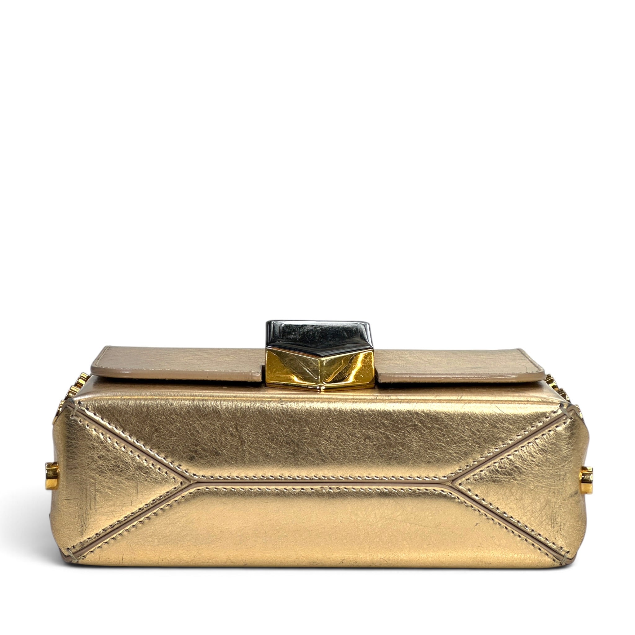 Jimmy Choo Lockett Mini Metallic Gold Leather Shoulder Bag