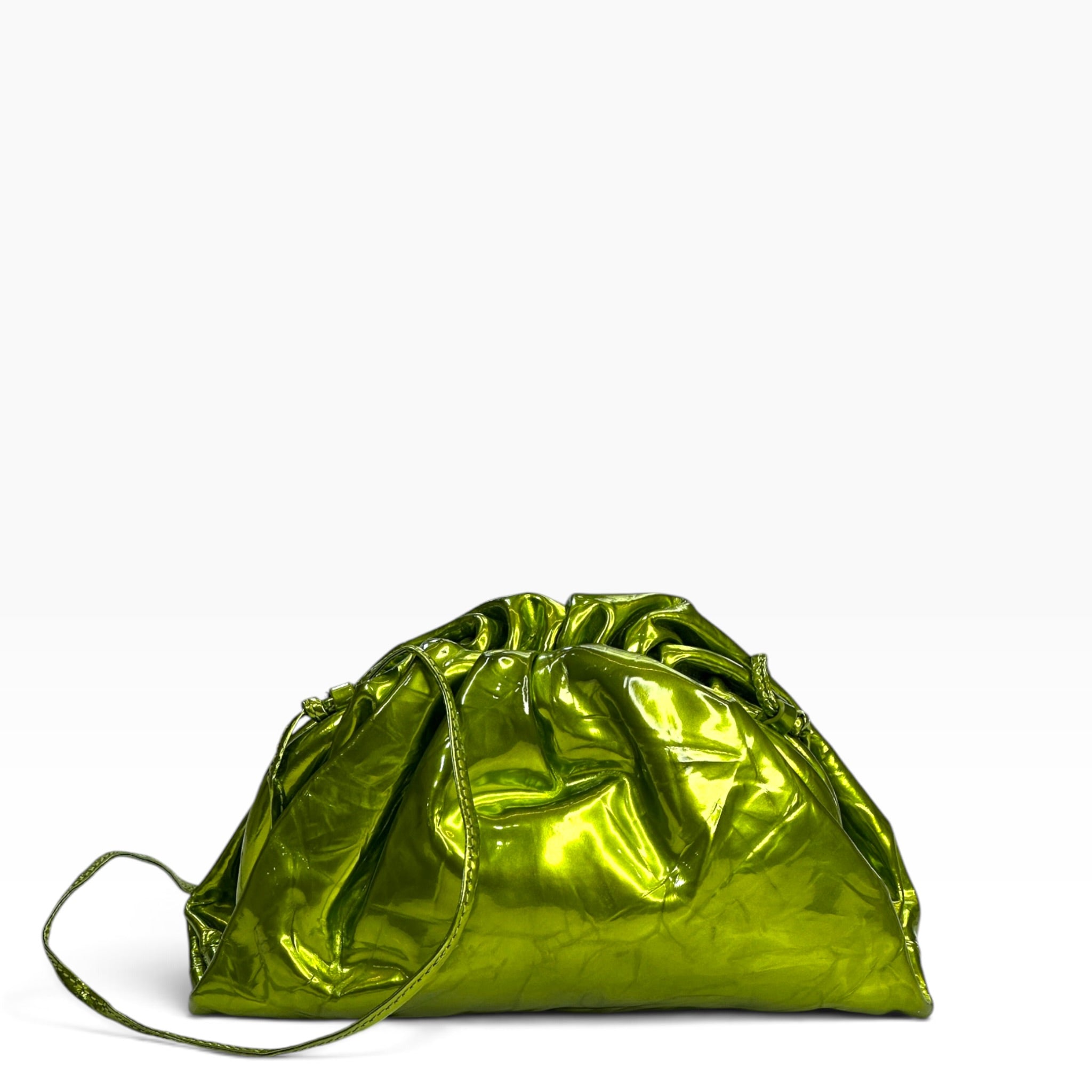 Bottega Veneta Teen Metallic Green leather Pouch
