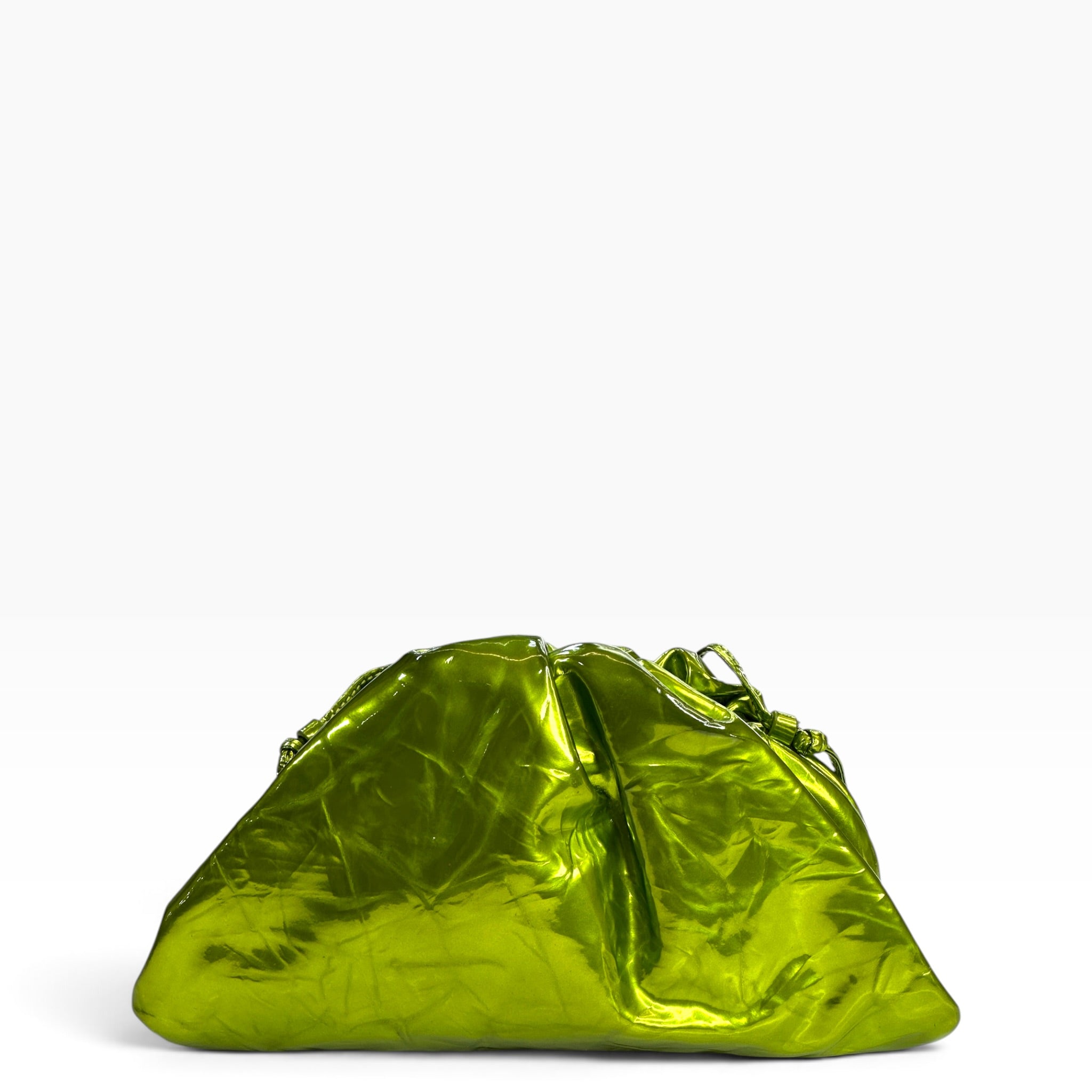 Bottega Veneta Teen Metallic Green leather Pouch