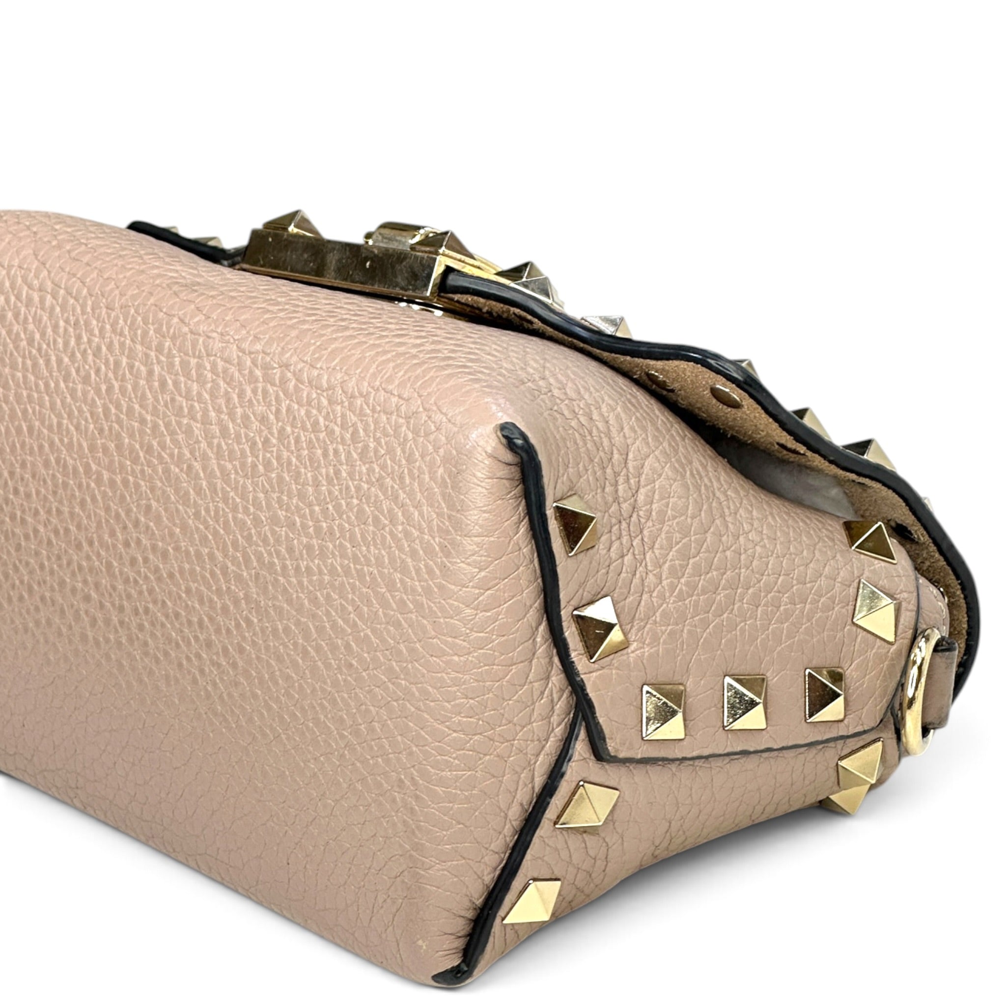 Valentino Garvani Rockstud Taupe Pebbled Leather Crossbody Bag