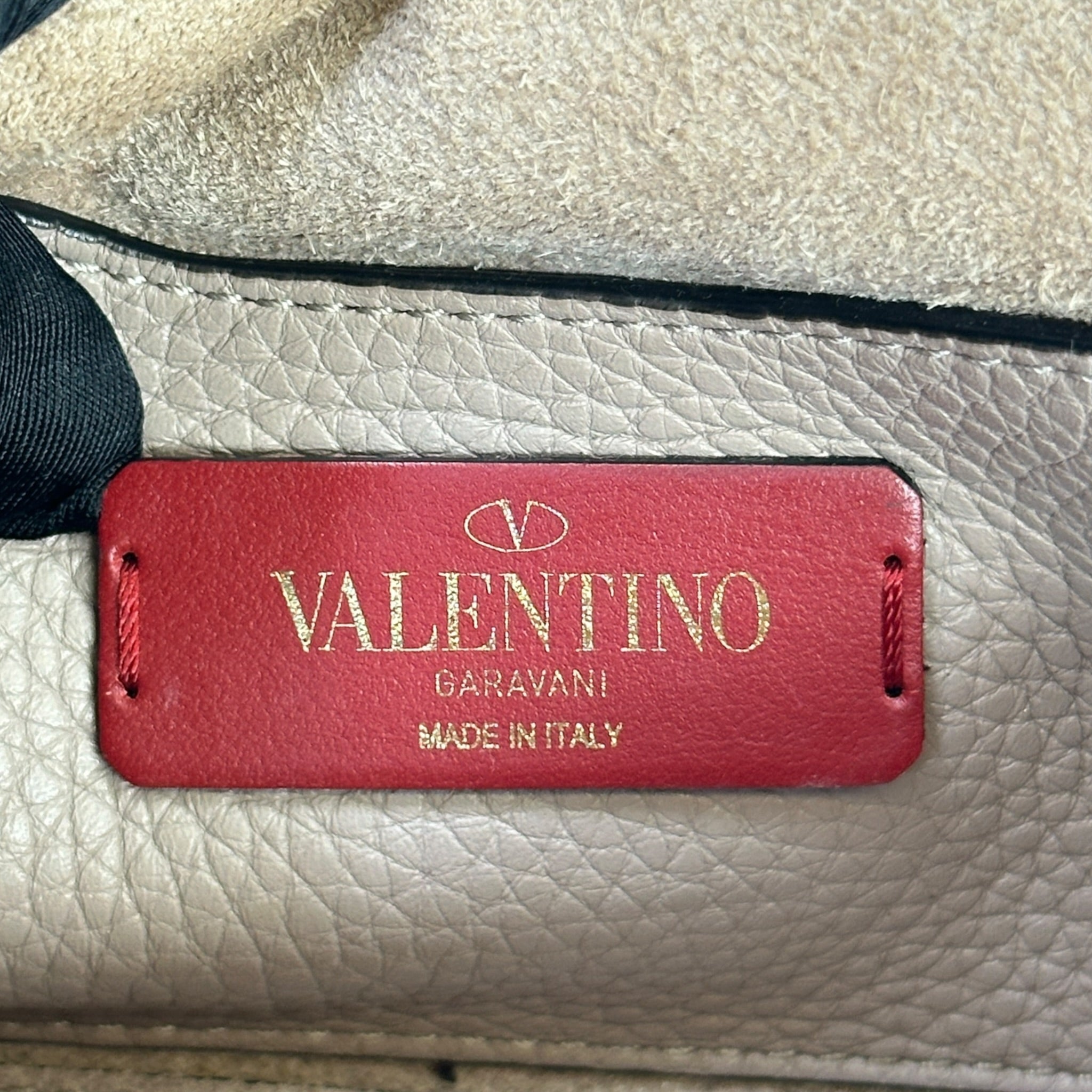 Valentino Garvani Rockstud Taupe Pebbled Leather Crossbody Bag