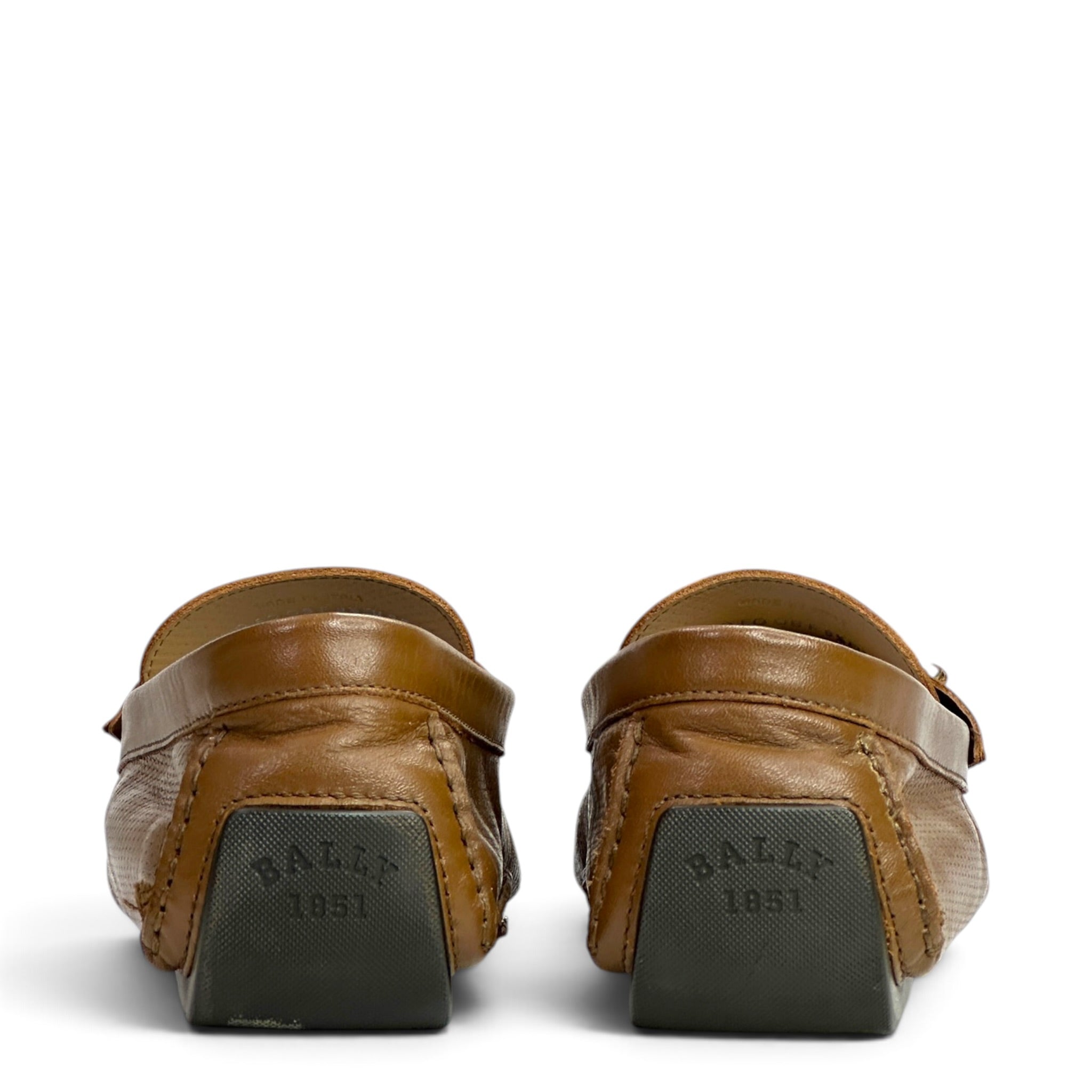 Bally Men's Tan Perforated Leather Loafers Size UK 9.5