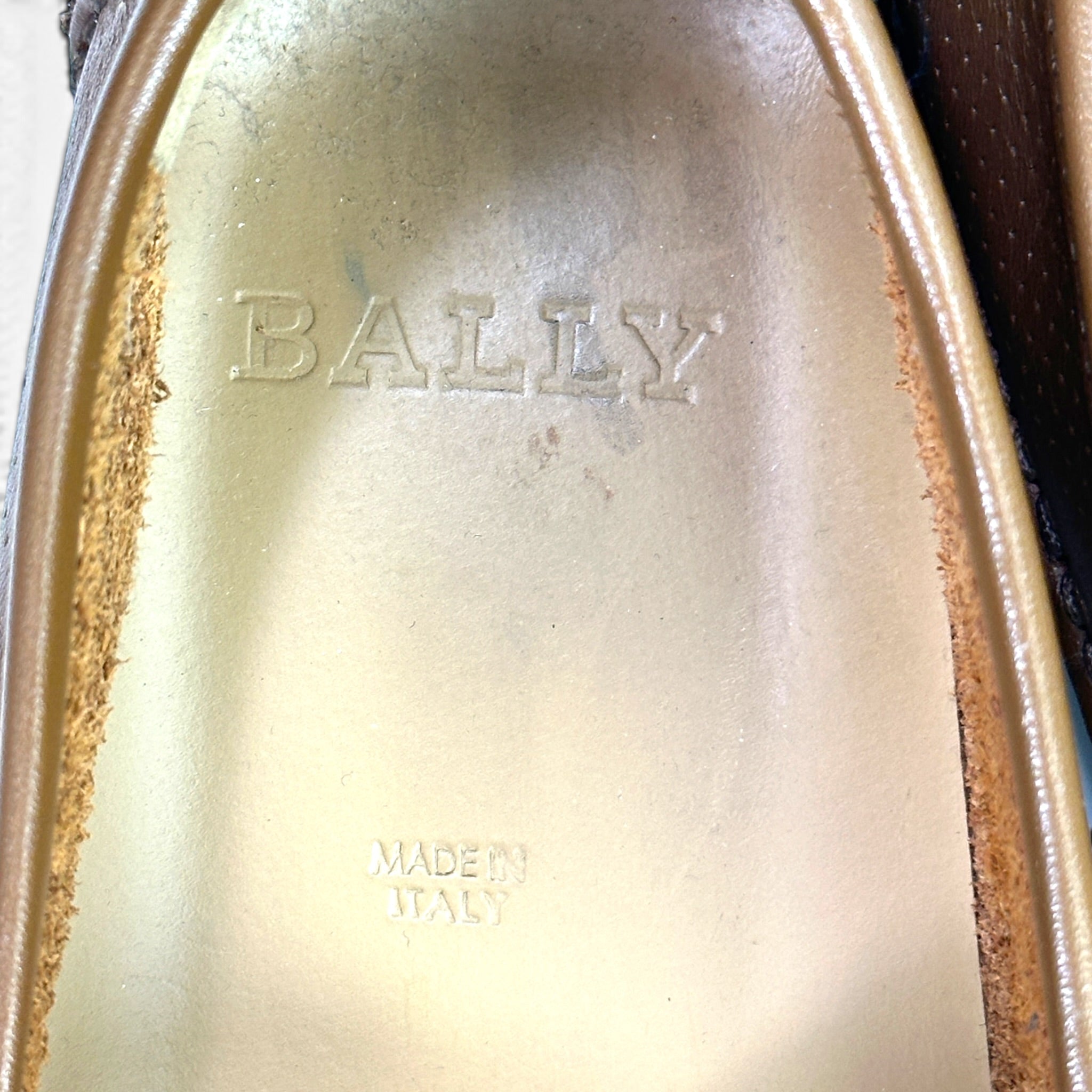 Bally Men's Tan Perforated Leather Loafers Size UK 9.5