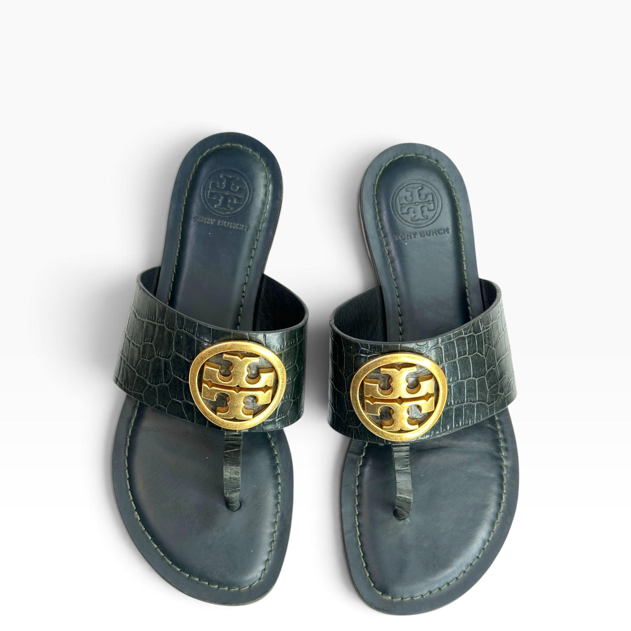Tory Burch Benton Band Emrald Green Flat Sandals
