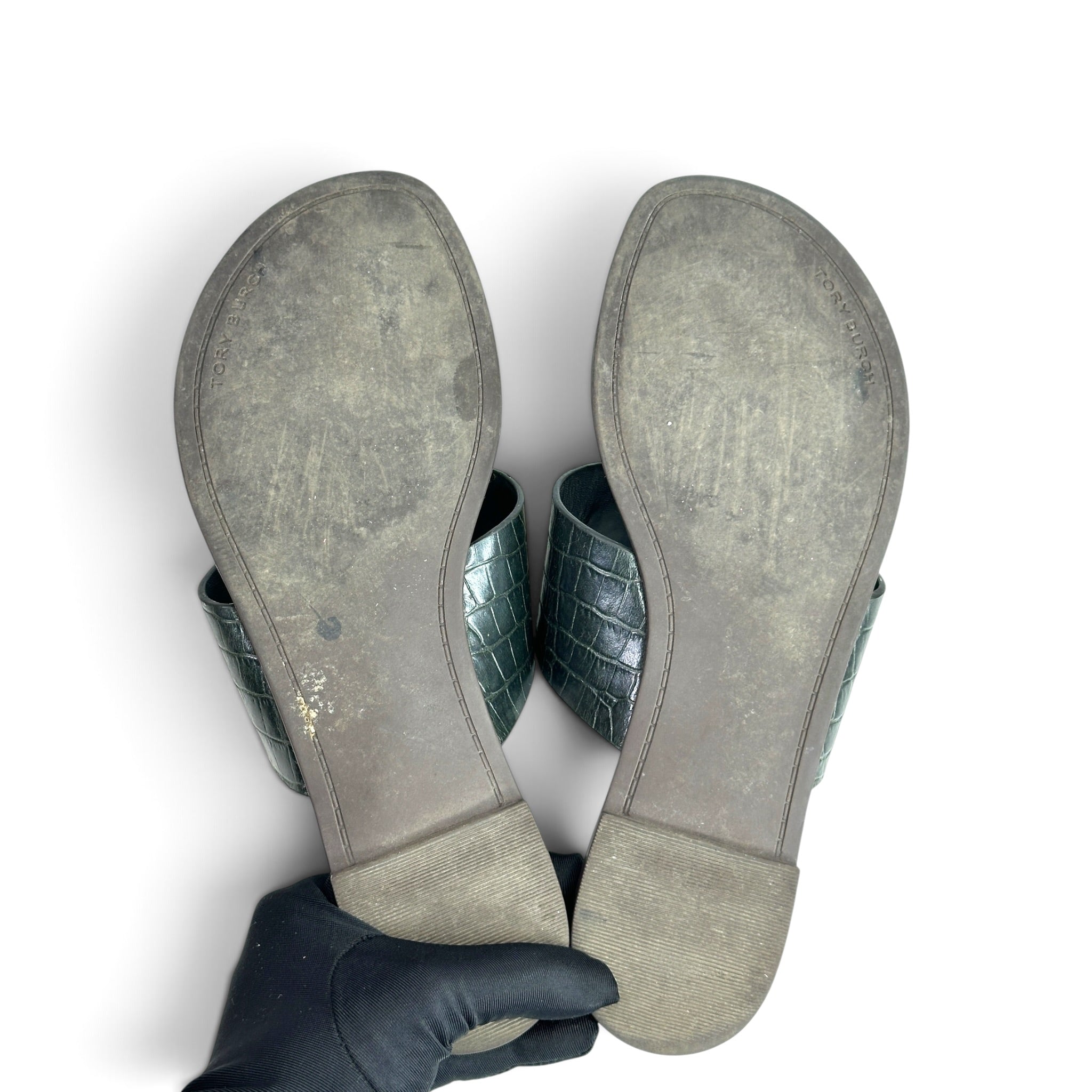 Tory Burch Benton Band Emrald Green Flat Sandals