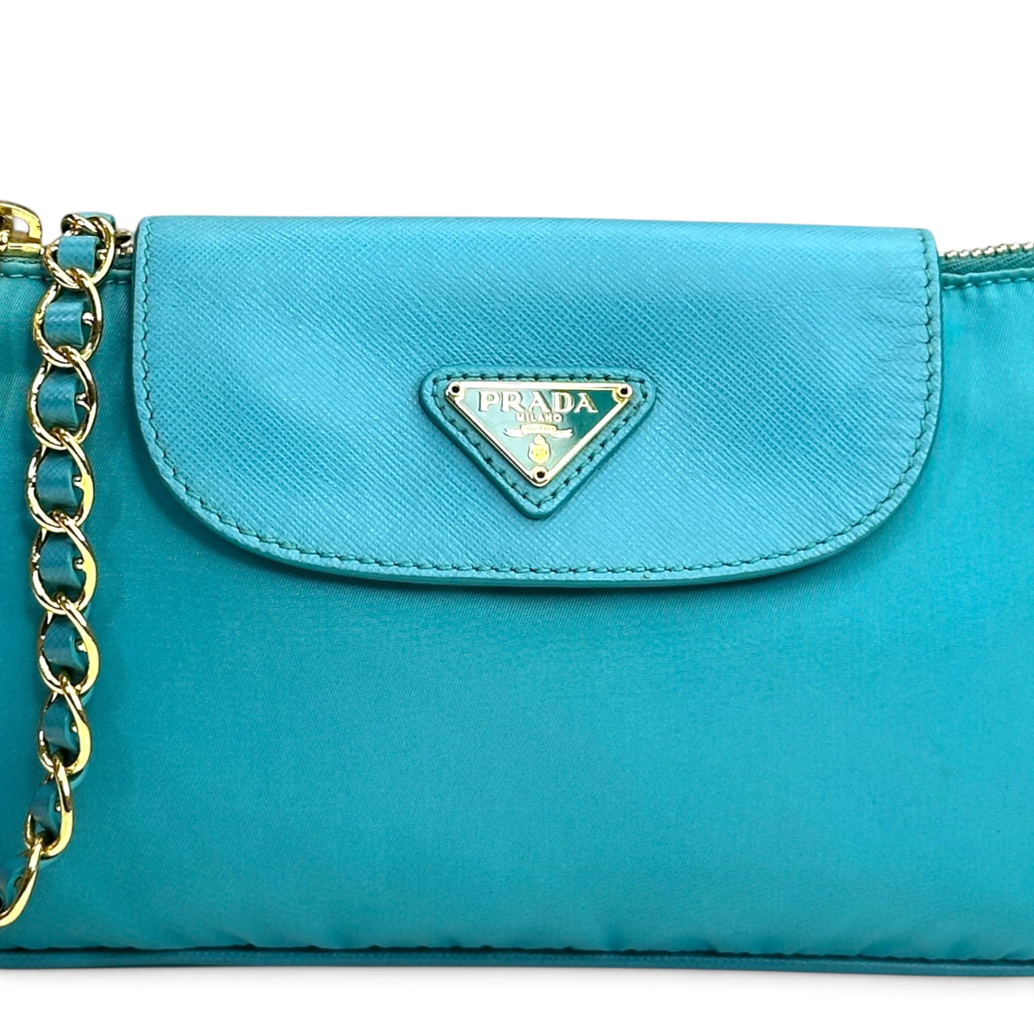 Prada Tessuto Turquoise Nylon Saffiano Crossbody Bag