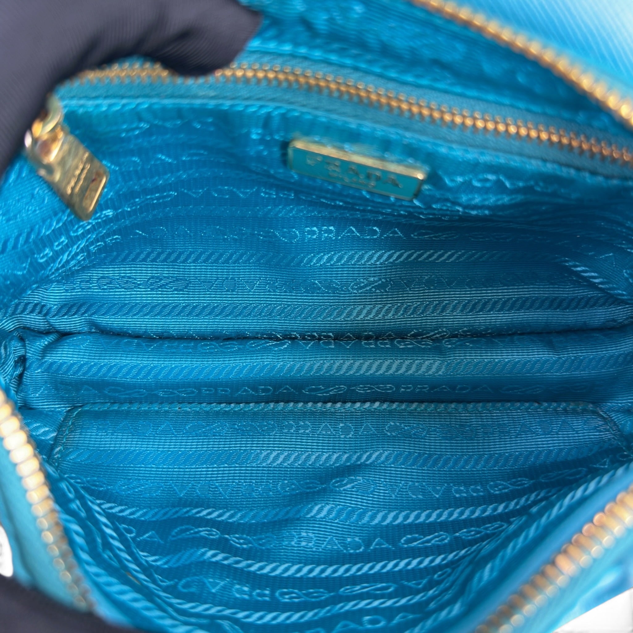 Prada Tessuto Turquoise Nylon Saffiano Crossbody Bag