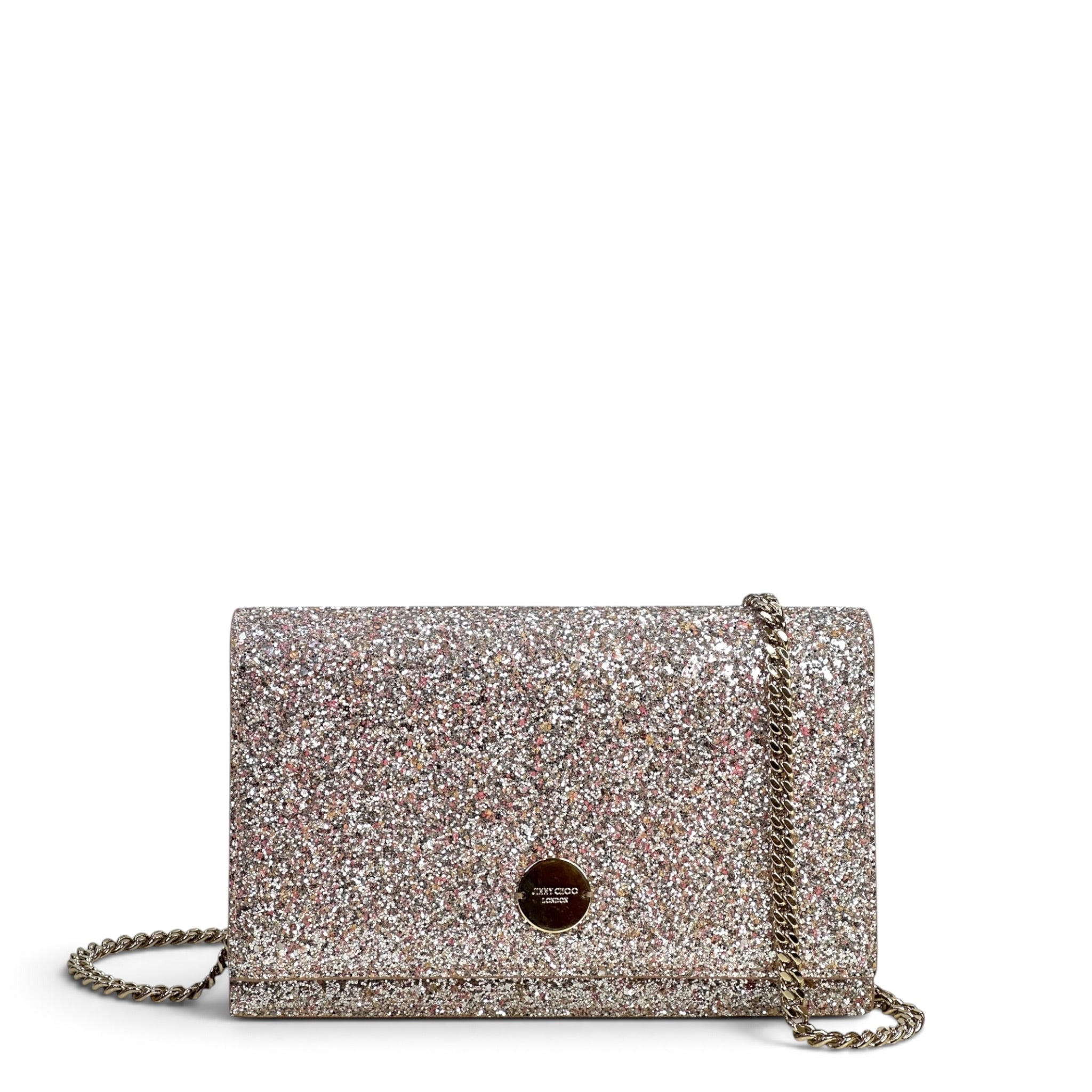 Jimmy Choo Glitter Clutch Bag With Chain