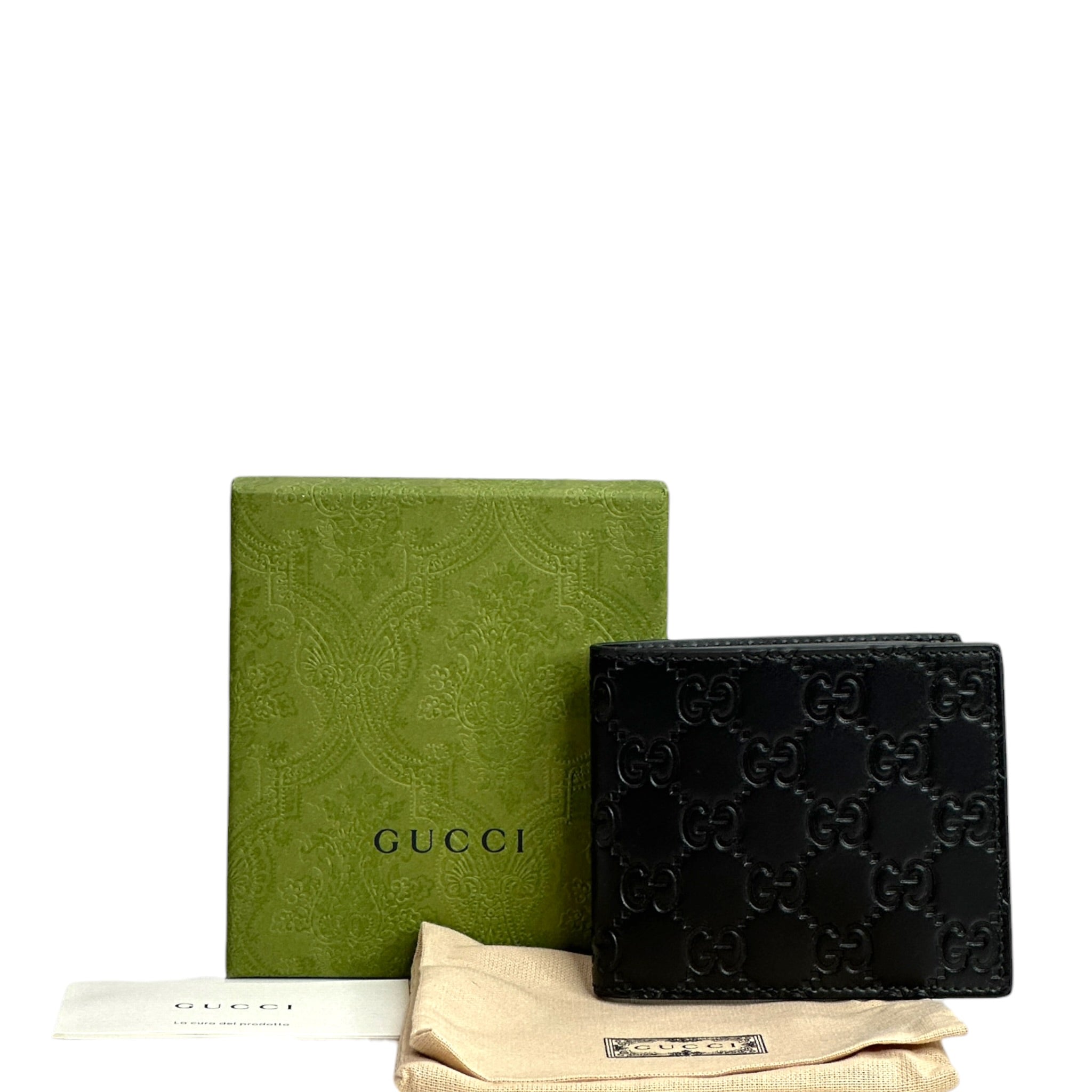 Gucci  Emblem Blindfold Wallet Black GG Leather