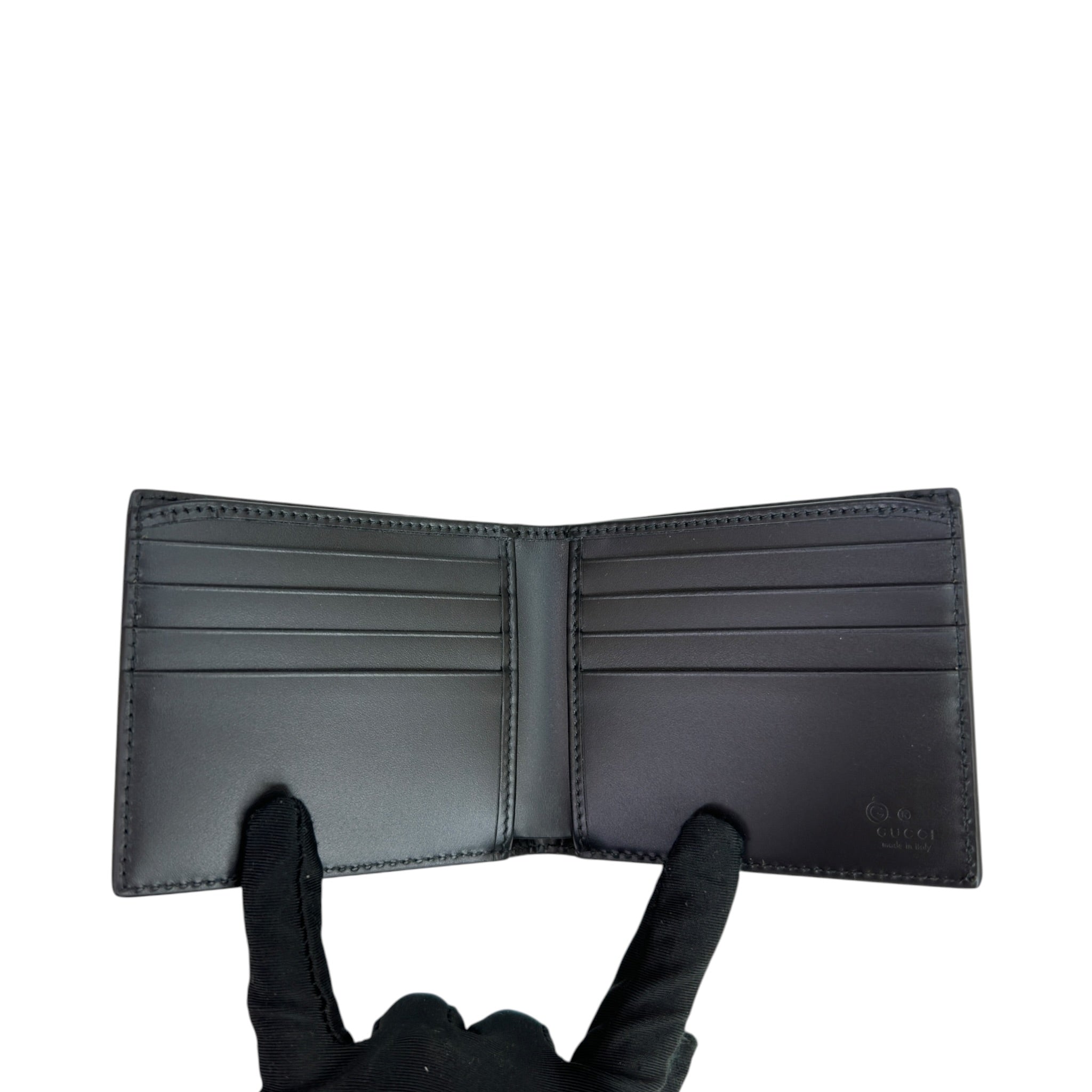 Gucci  Emblem Blindfold Wallet Black GG Leather