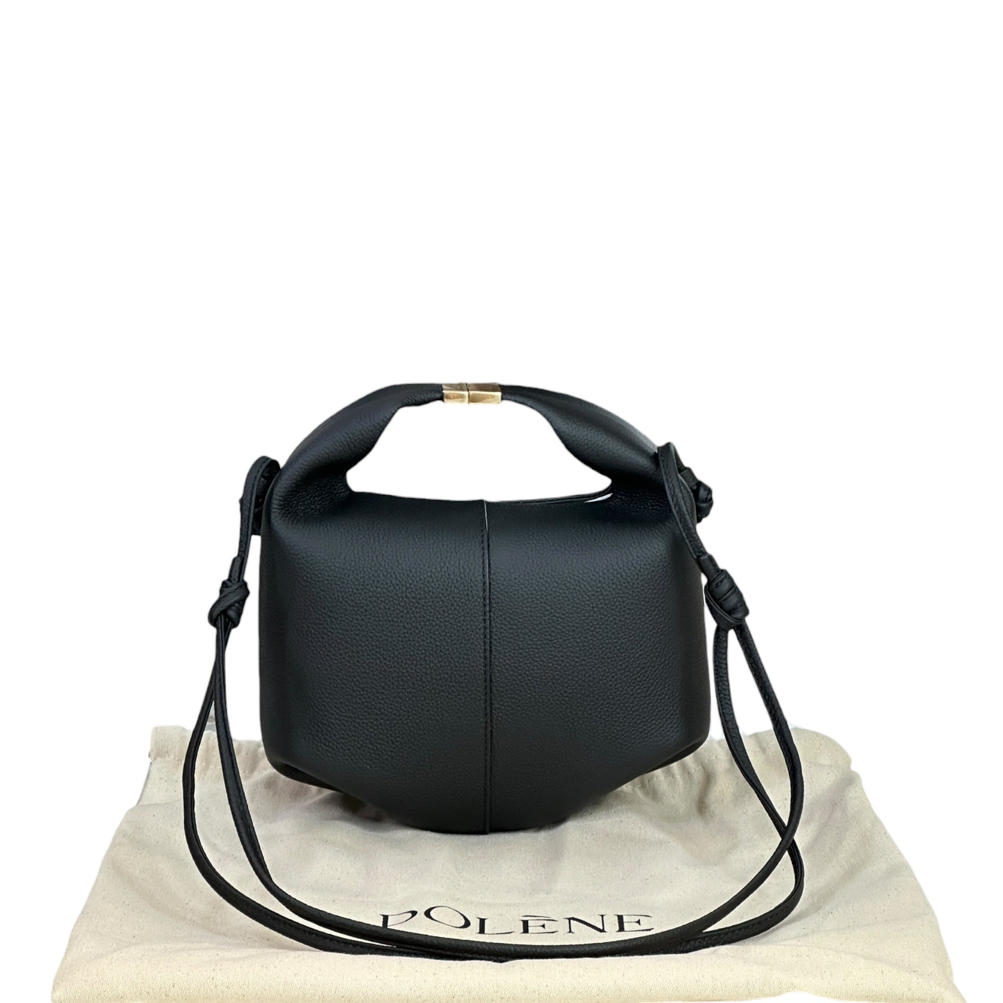 Polene Beri Textured Black Calf Leather