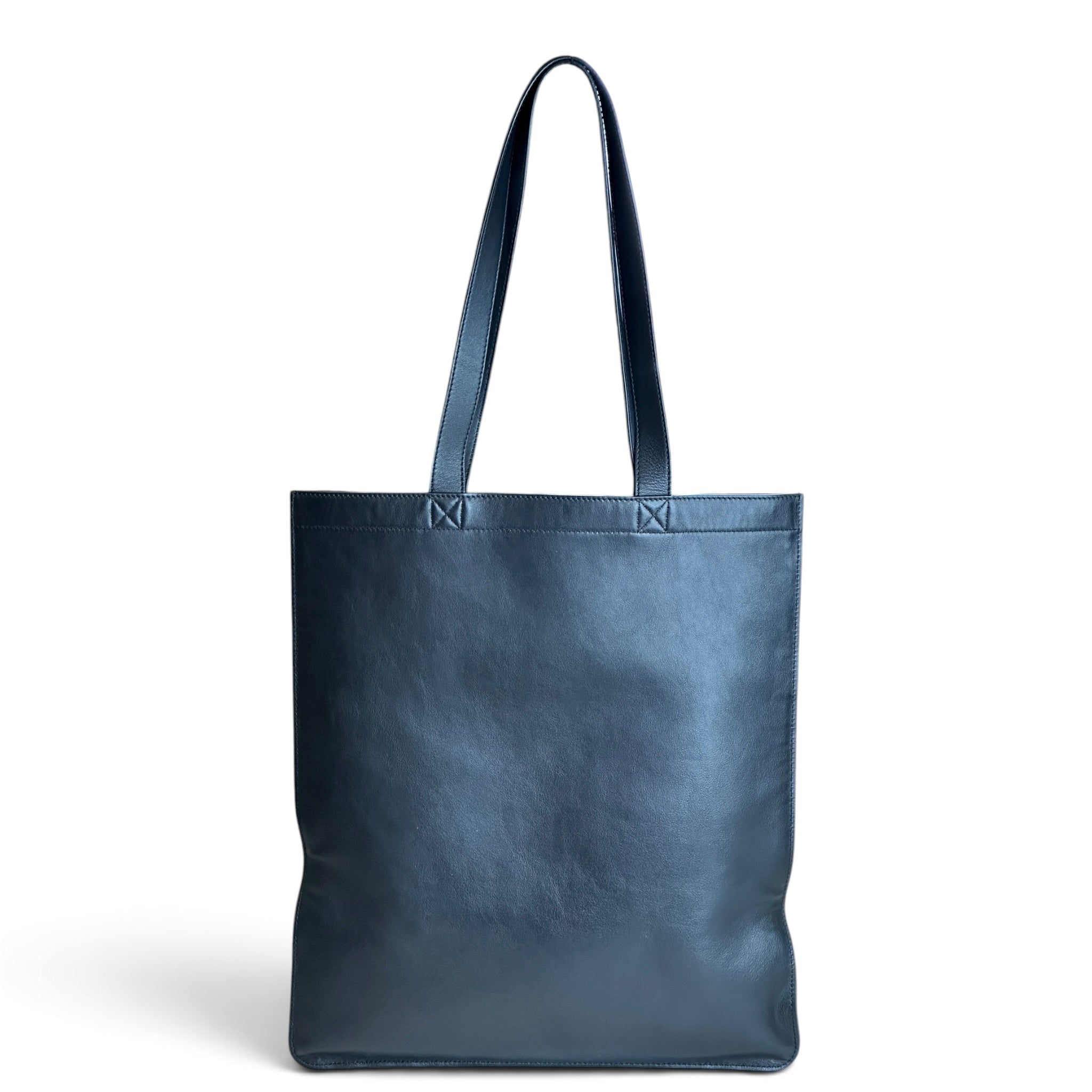 Fendi Roma Black Leather Large Shopping Tote Bag