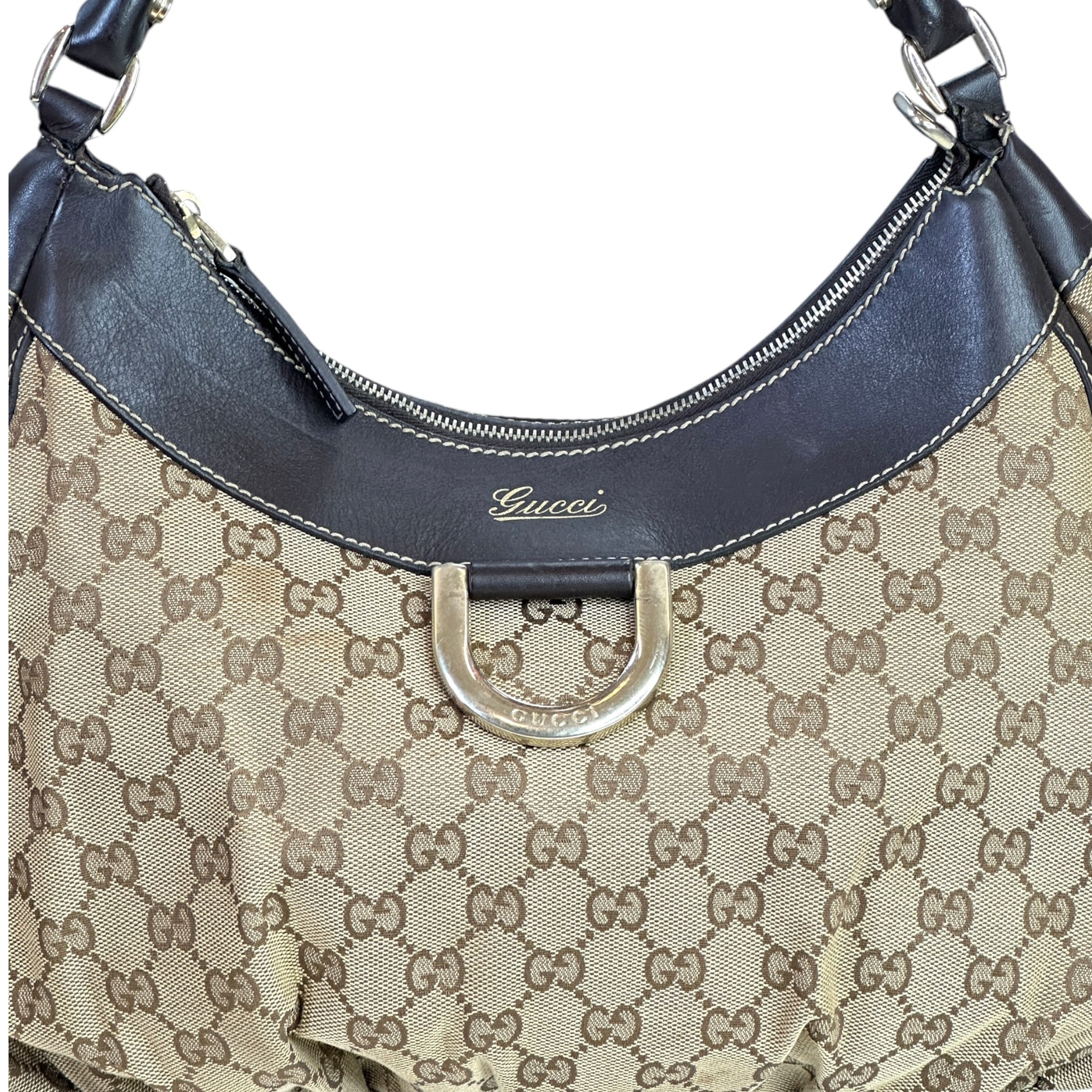 Gucci Abbey D-ring Hobo Canvas Shoulder Bag