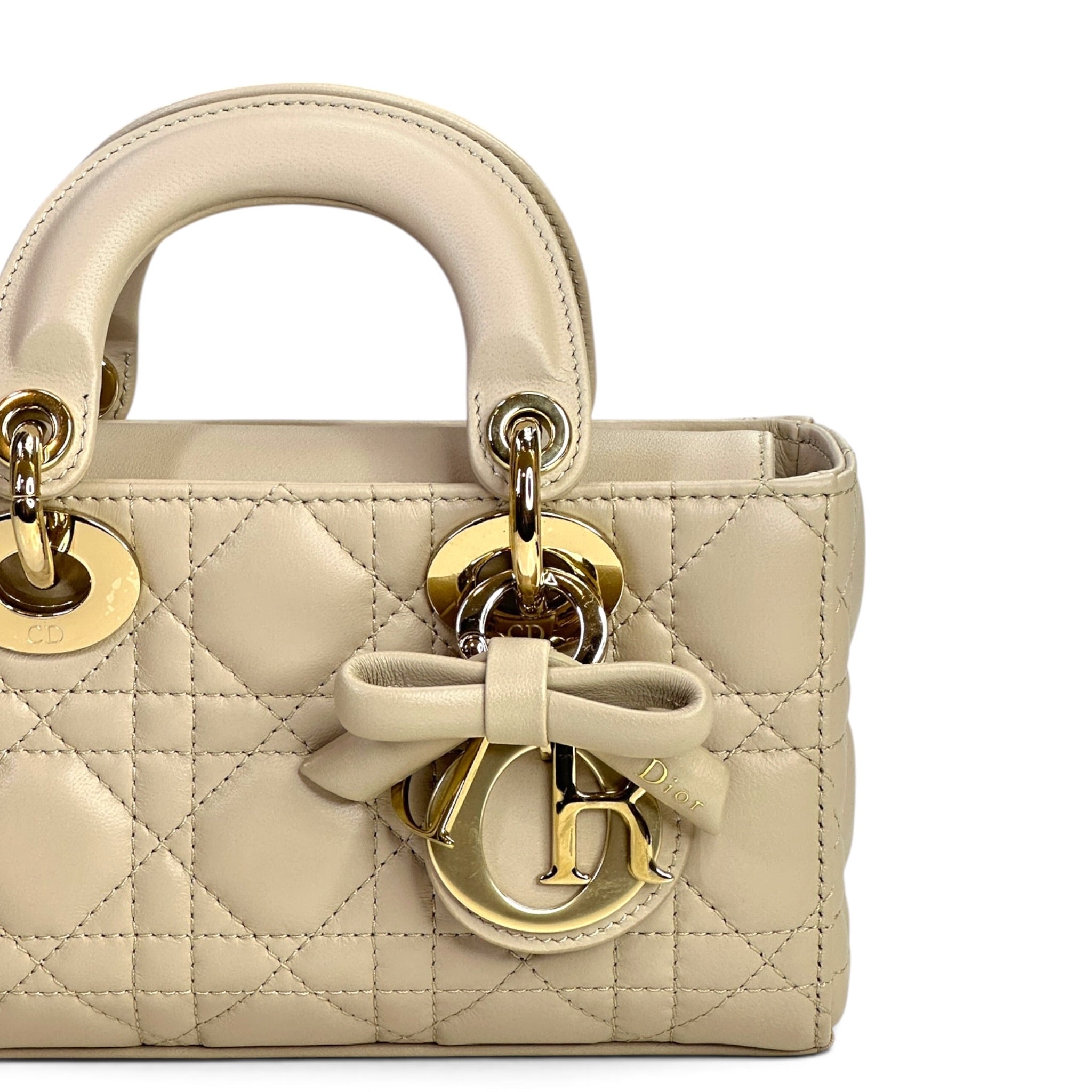Dior Small Lady D-Joy Cannage Powder Beige Lamb Skin Bag