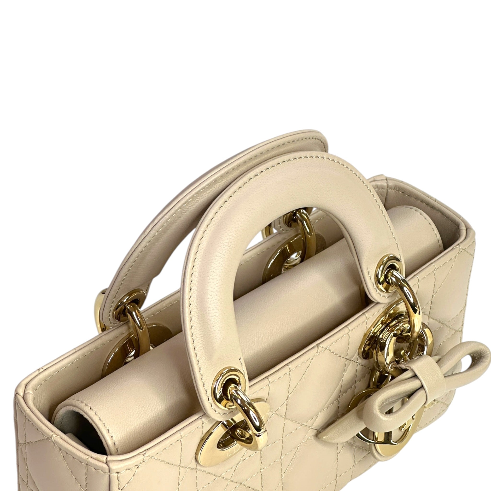 Dior Small Lady D-Joy Cannage Powder Beige Lamb Skin Bag