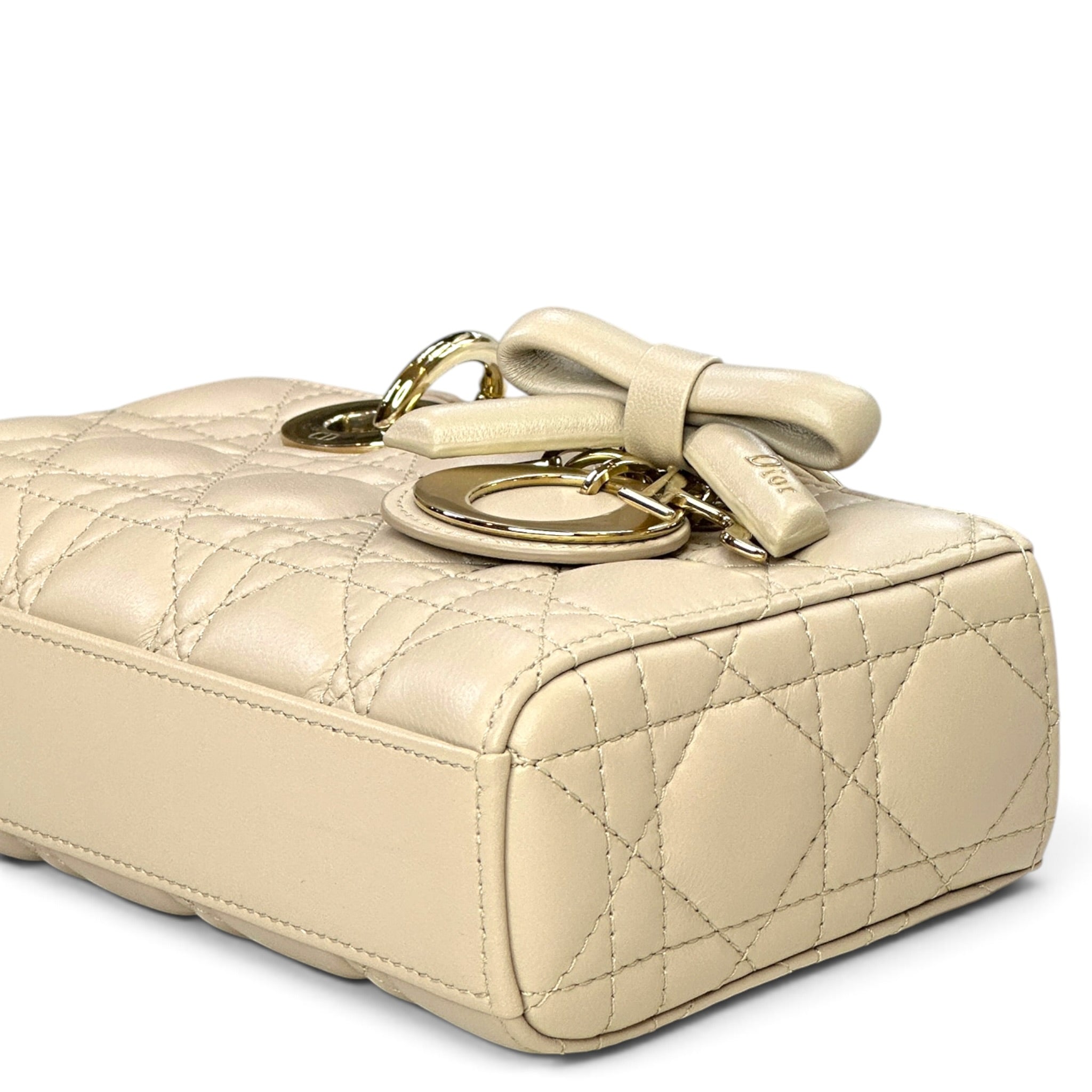 Dior Small Lady D-Joy Cannage Powder Beige Lamb Skin Bag