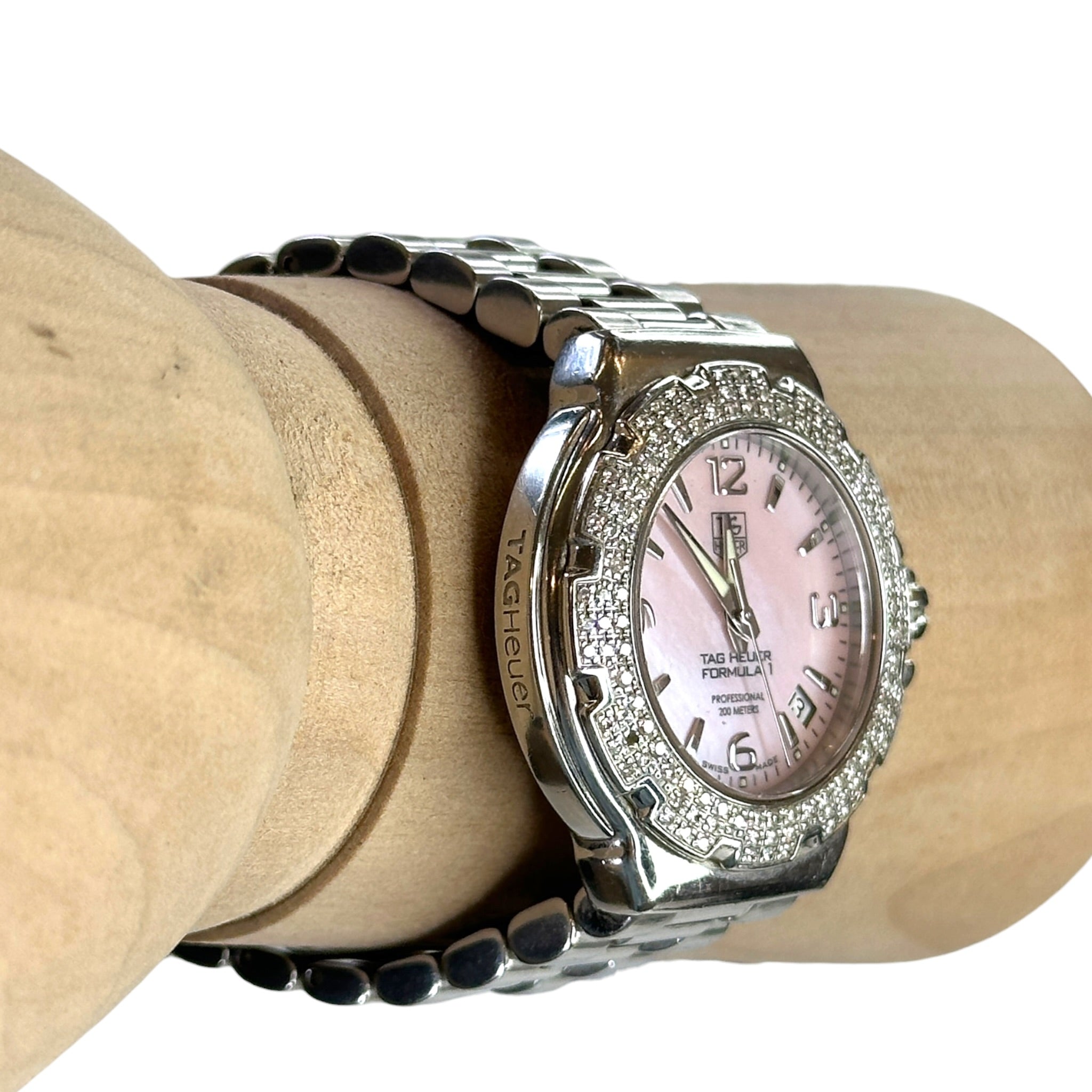 Tag Heuer Formula 1 Lady Quartz Pink Mother Of Pearl Dial With Diamond Bezel Watch