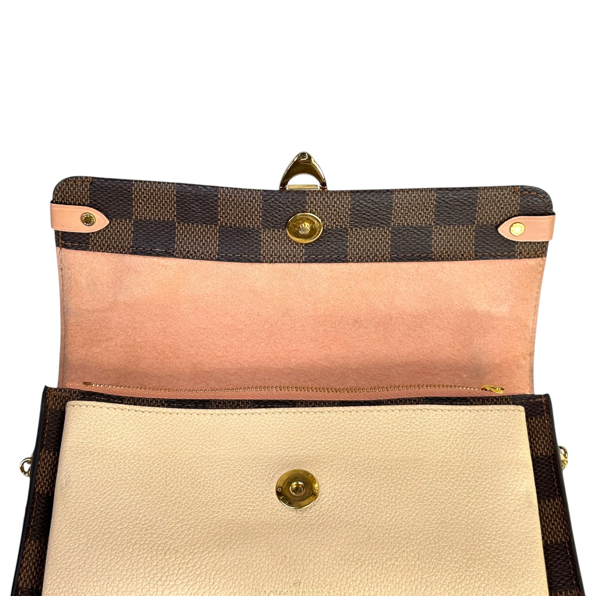 Louis Vuitton Damier Ebene Vavin Chain Wallet Brown/Creme