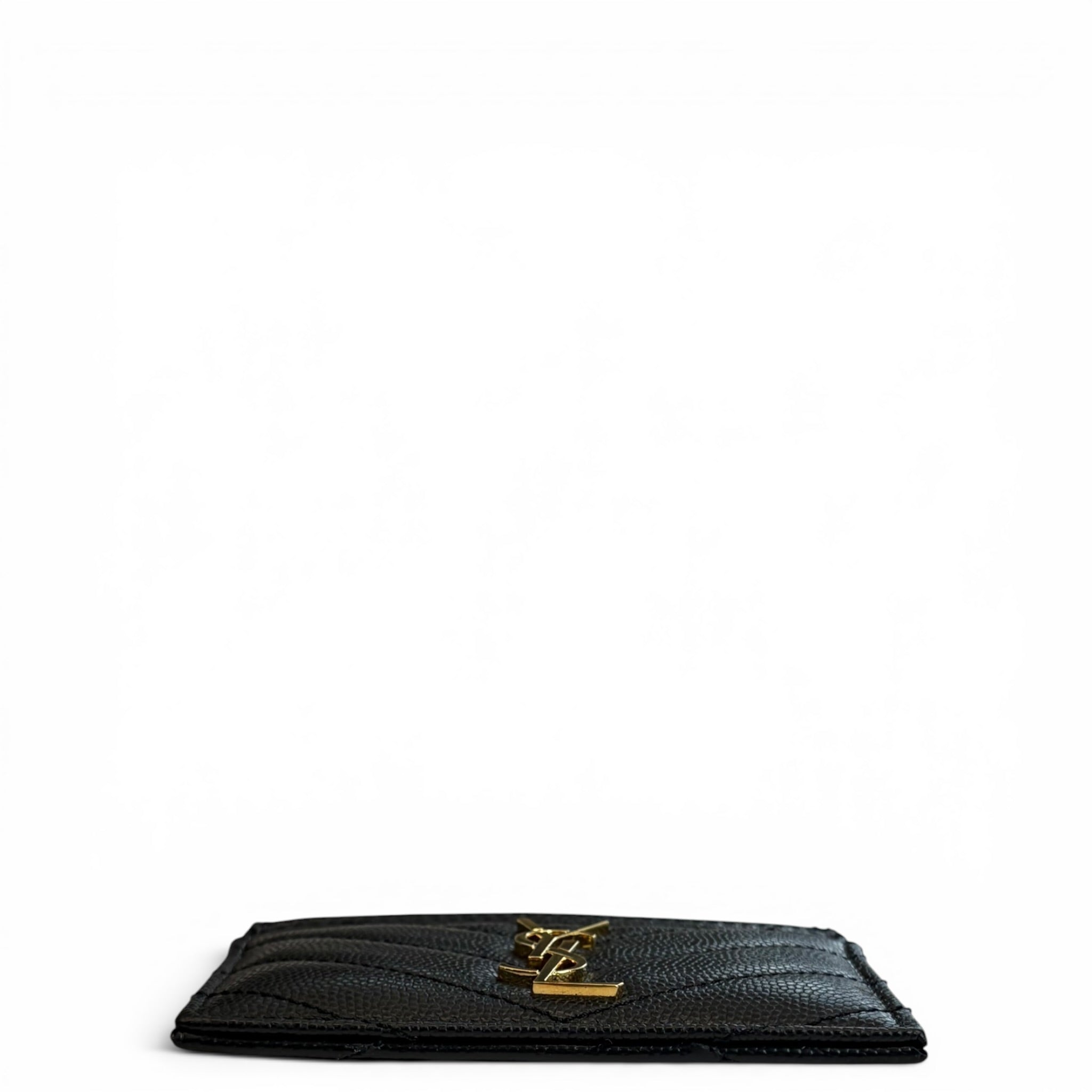 Saint Laurent Cassandre Black Grain De Poudre Leather Card Case