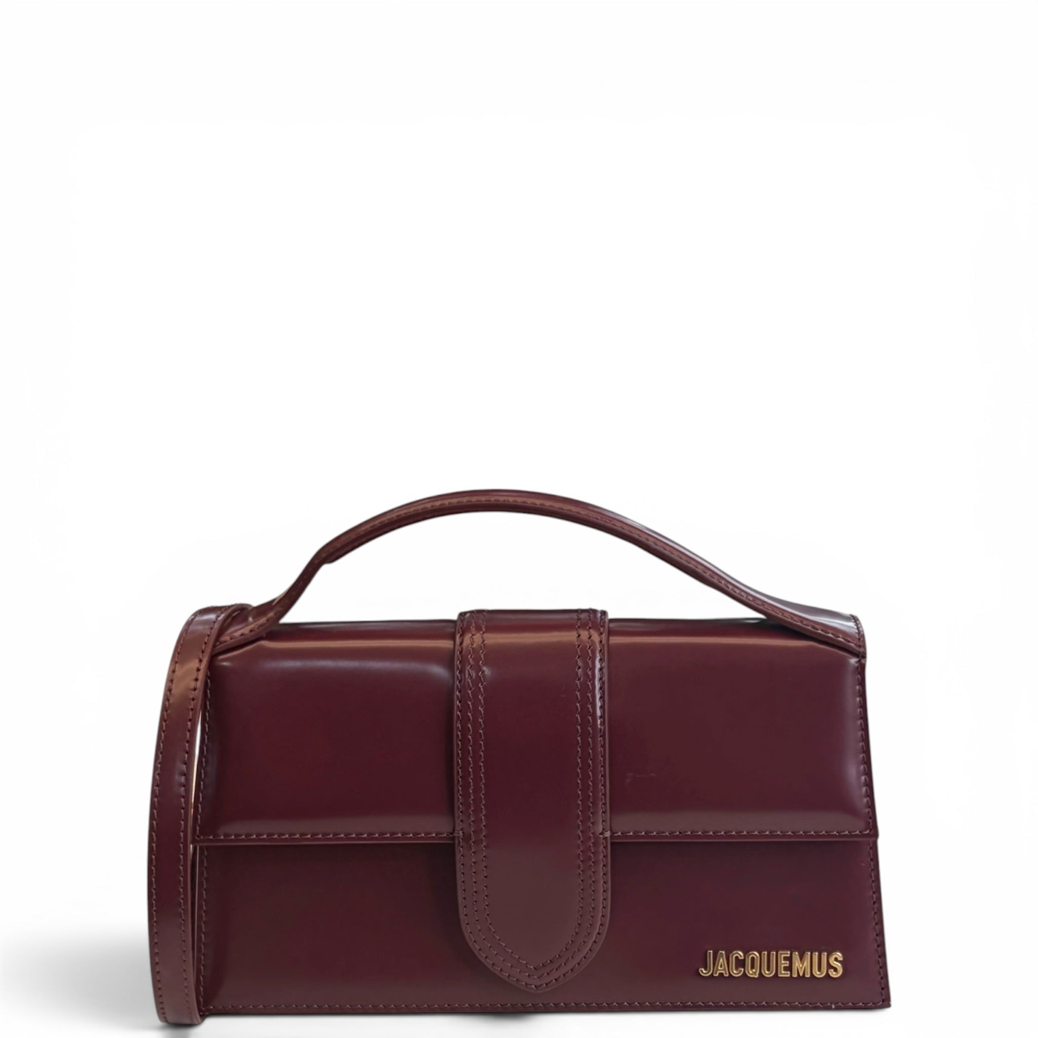 Jacquemus Le Grand Bambino Burgundy Patent Leather Bag