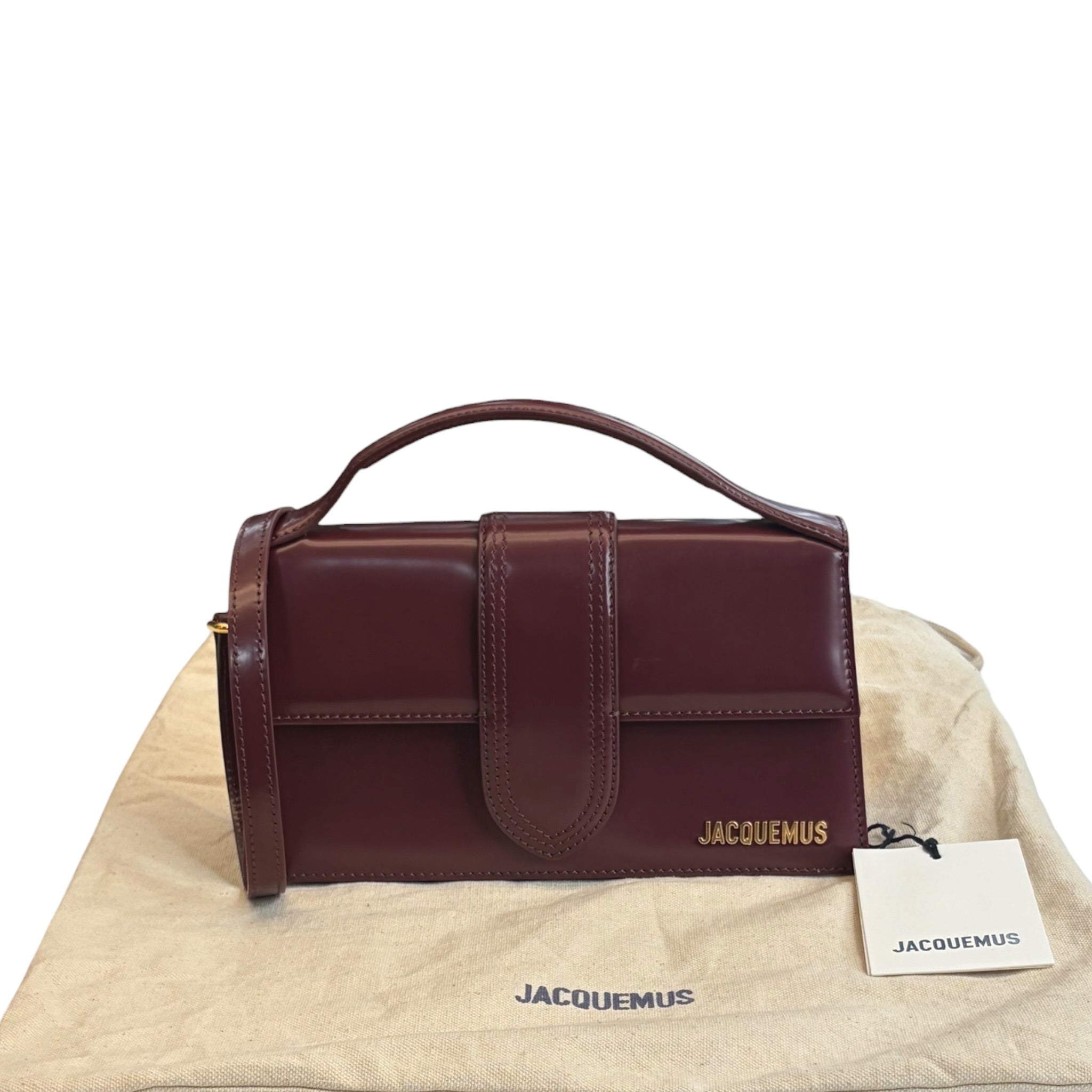 Jacquemus Le Grand Bambino Burgundy Patent Leather Bag