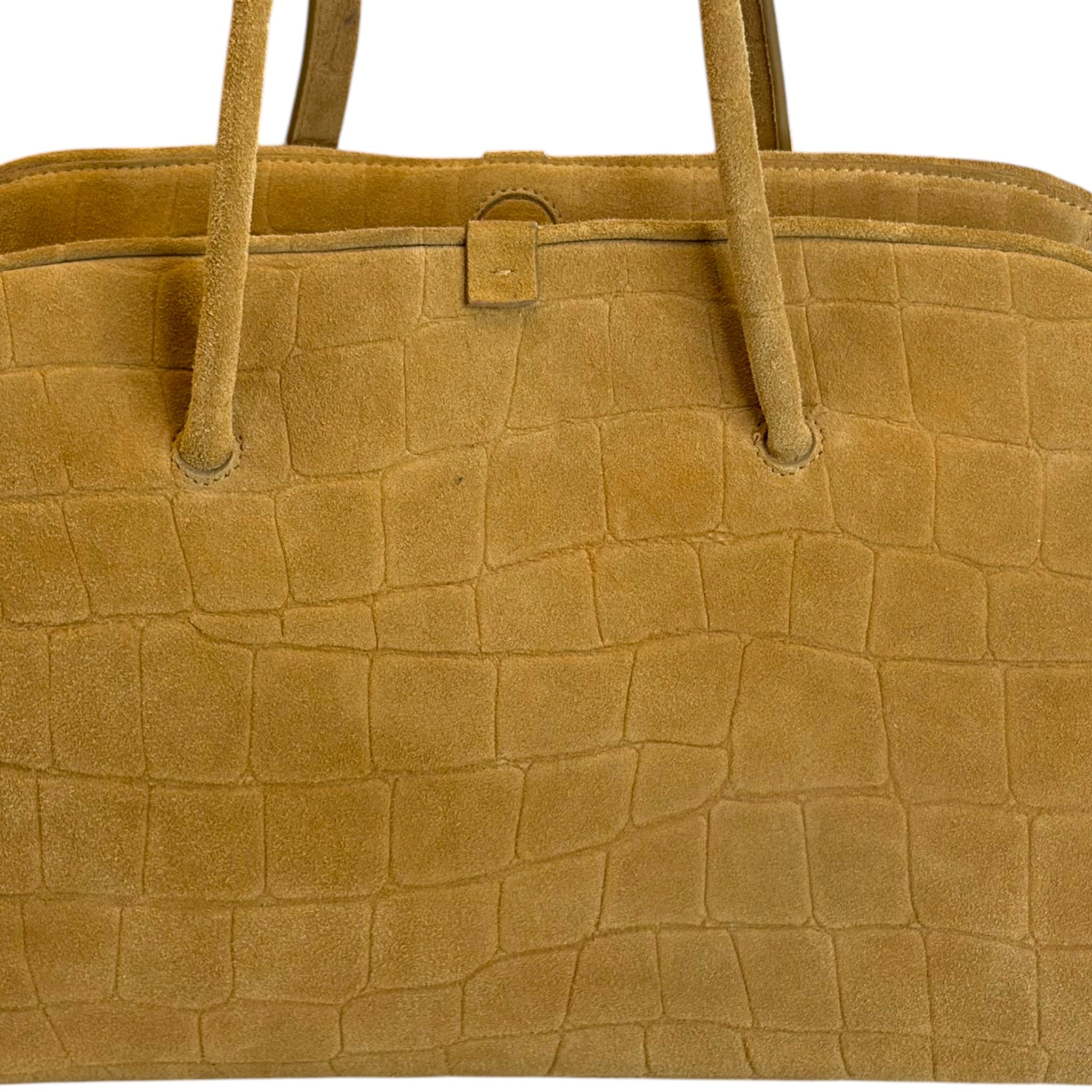 Jacquemus Le Turismo Camel Brown Croc-Embossed Suede Shoulder Bag