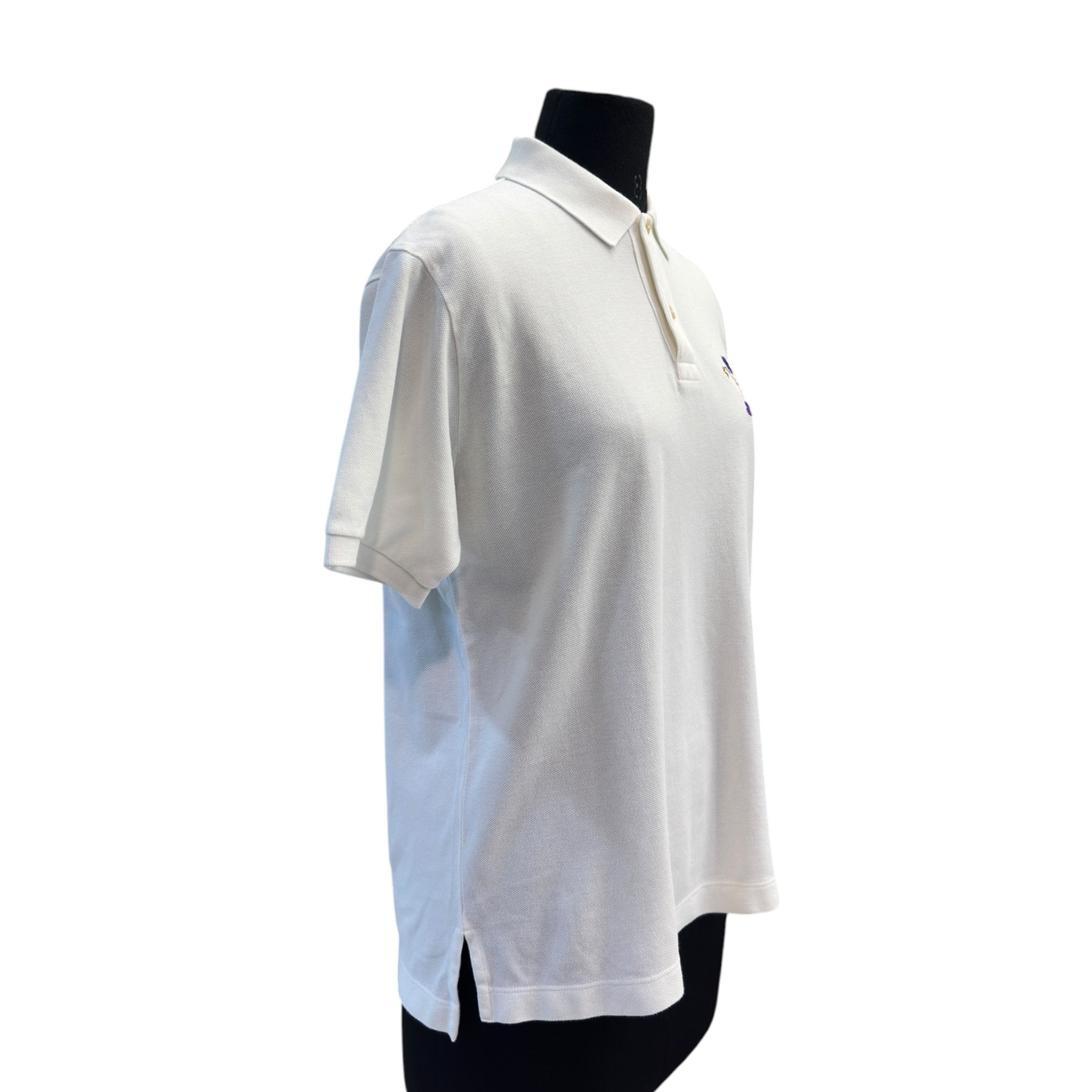 Gucci White Floral Embroidery Polo T-shirt Size : M