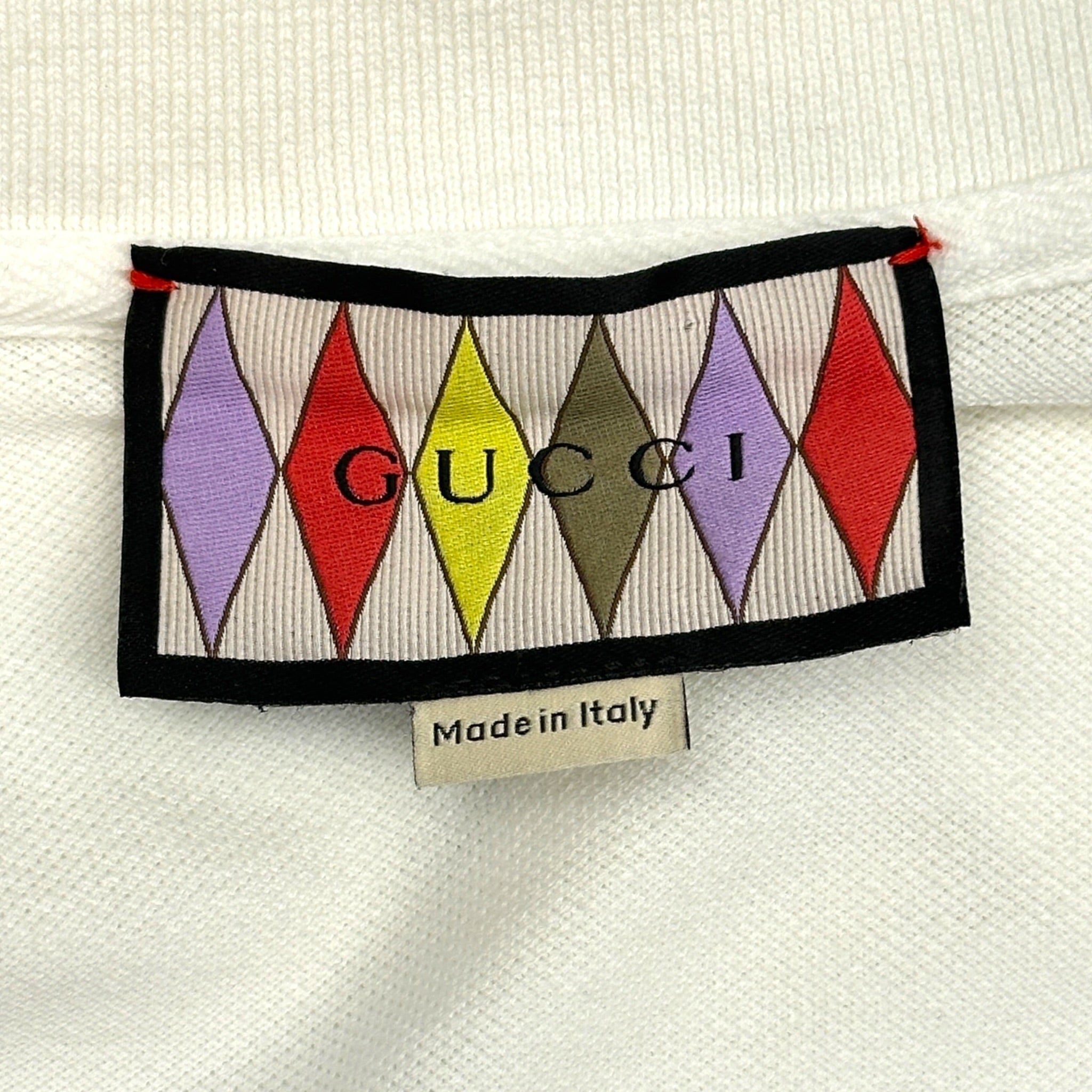 Gucci White Floral Embroidery Polo T-shirt Size : M