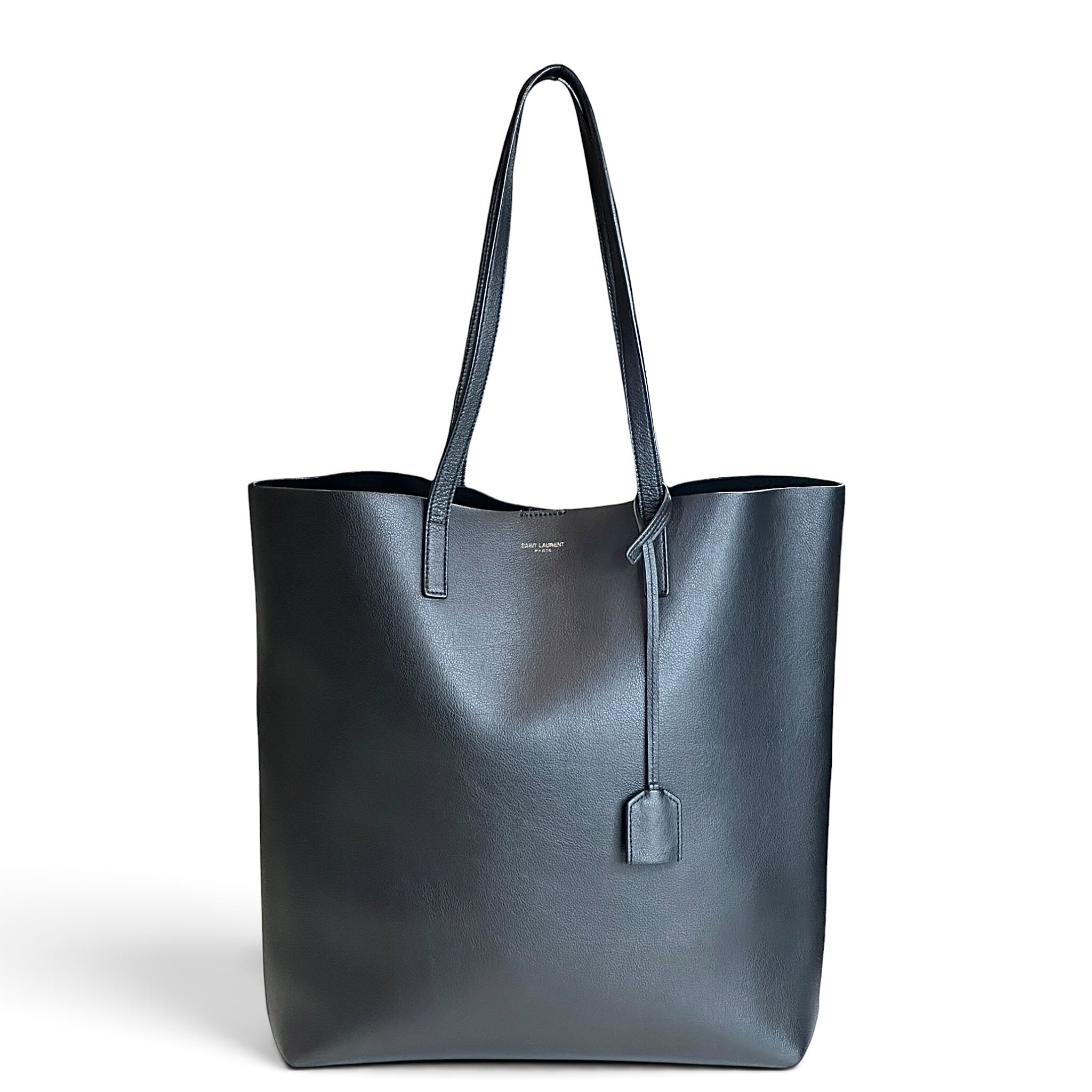 Saint Laurent N/S Black Leather Large Shopping Tote