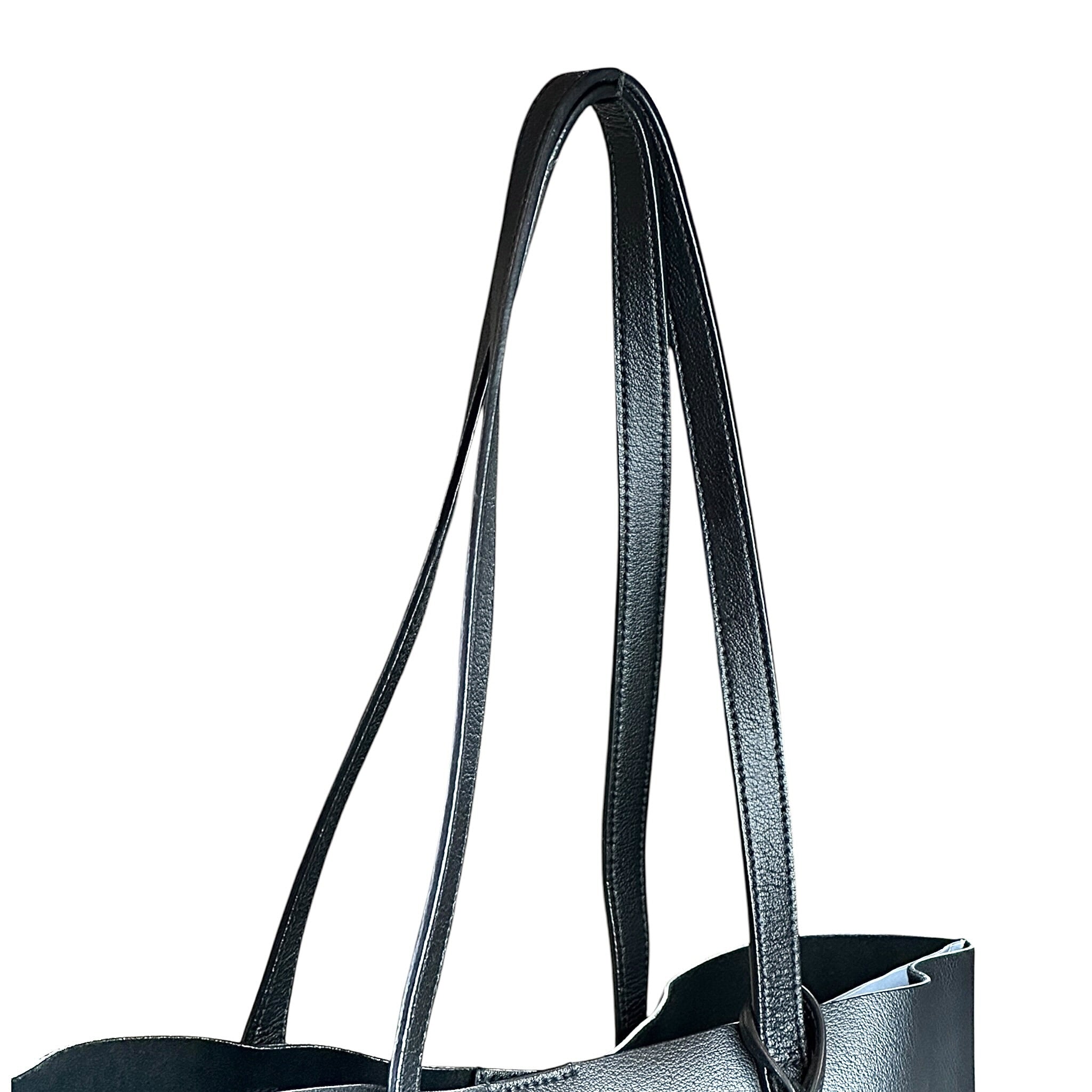 Saint Laurent N/S Black Leather Large Shopping Tote