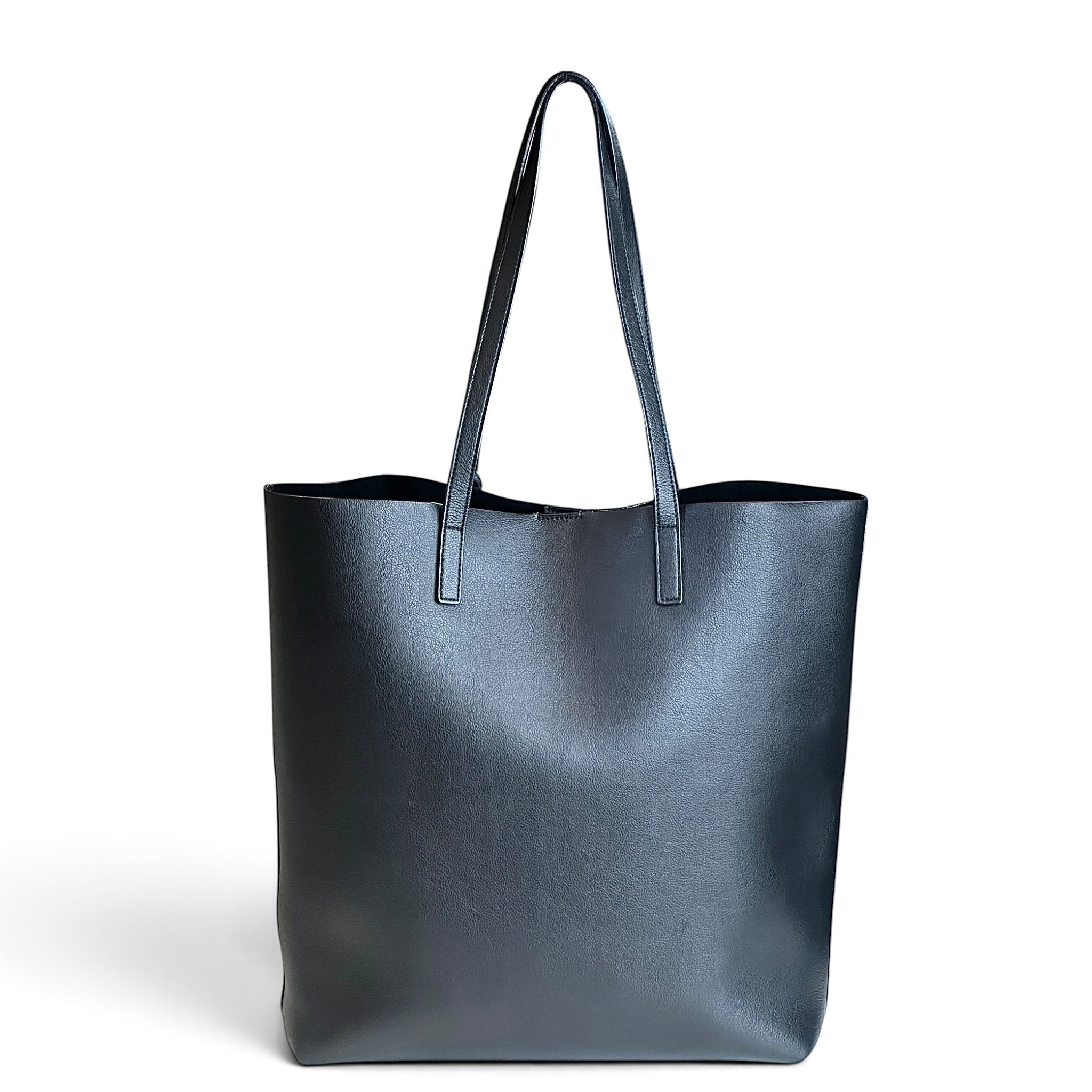 Saint Laurent N/S Black Leather Large Shopping Tote