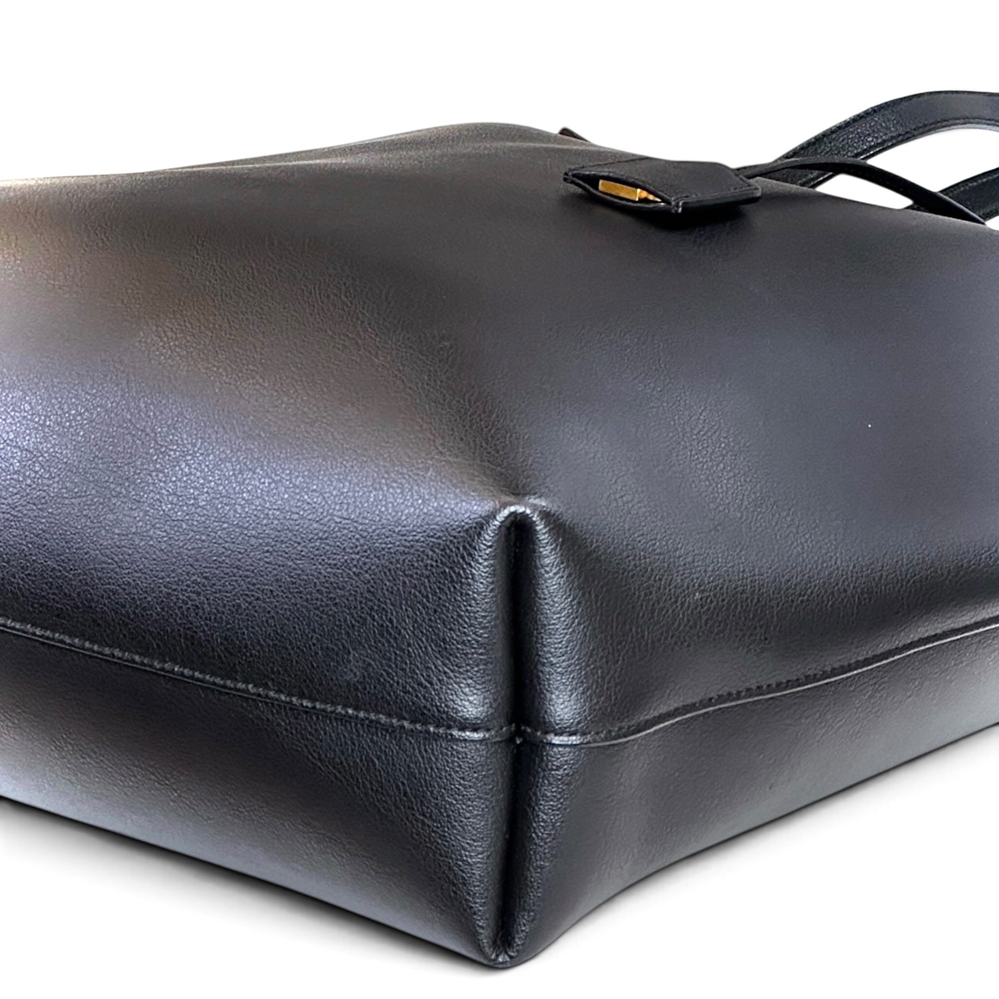Saint Laurent N/S Black Leather Large Shopping Tote