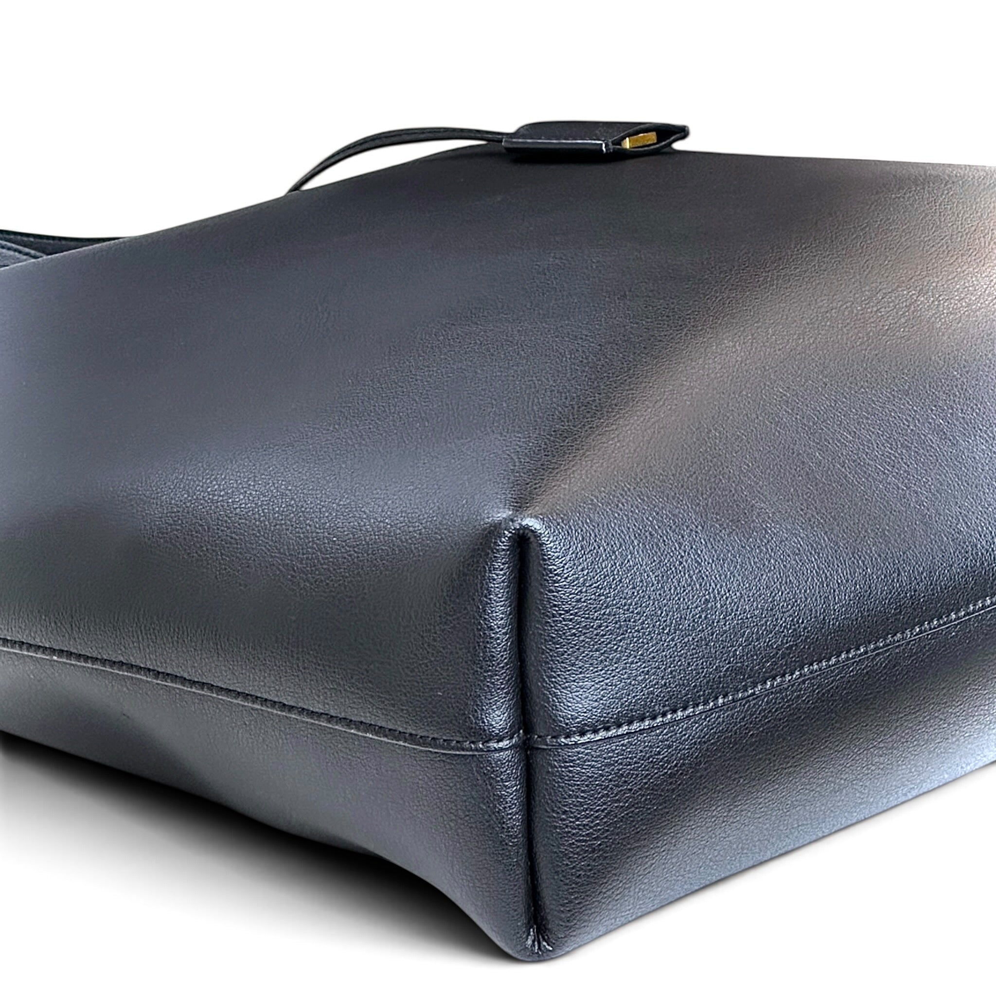 Saint Laurent N/S Black Leather Large Shopping Tote