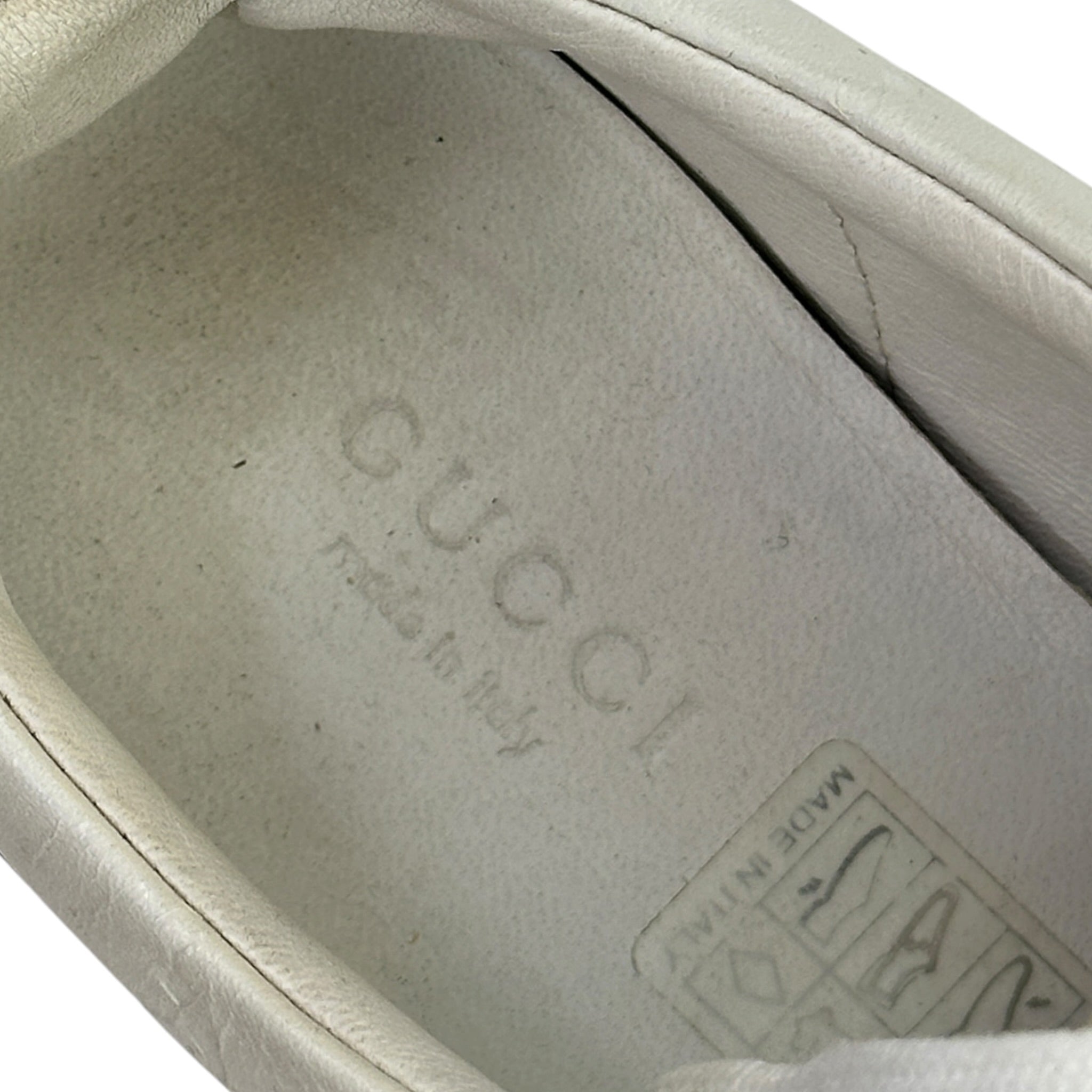 Gucci White Leather Web Detail Ace Low Top Sneakers