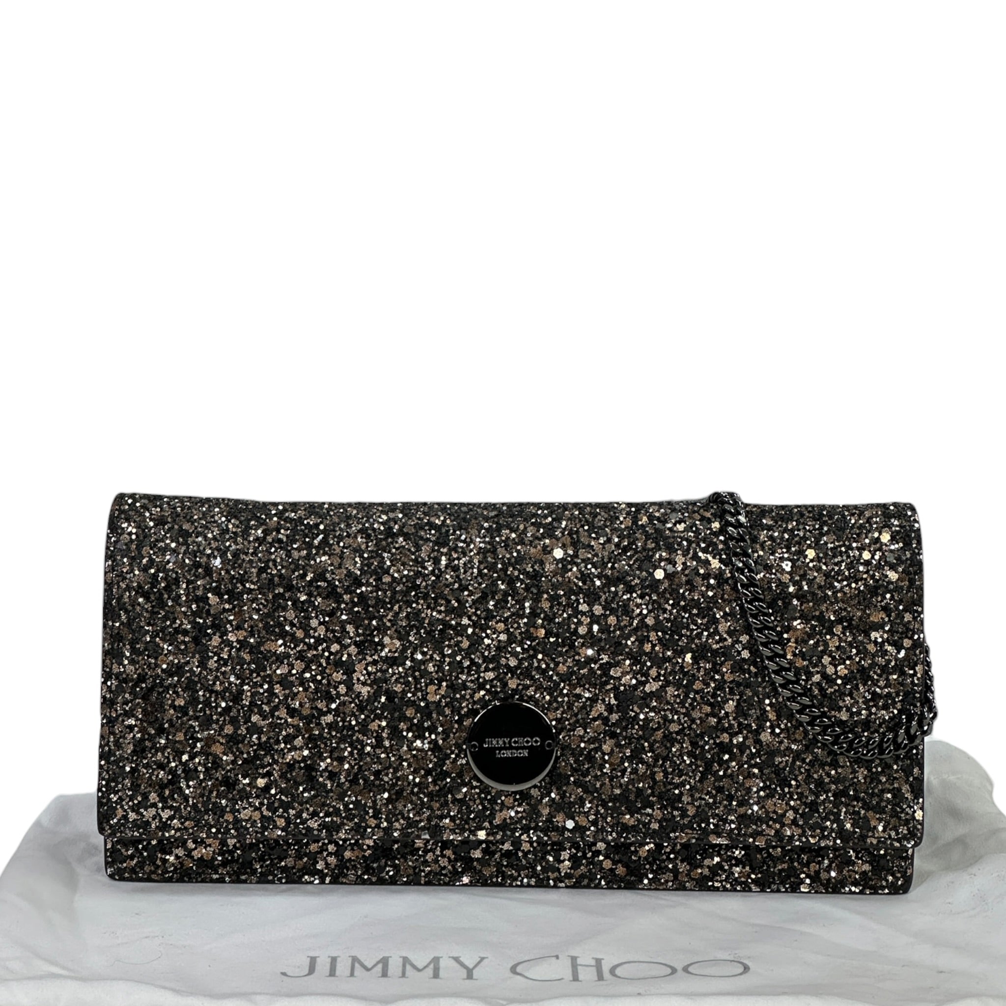 Jimmy Choo Finley Shoulder Bag Bronze Coarse Glitter