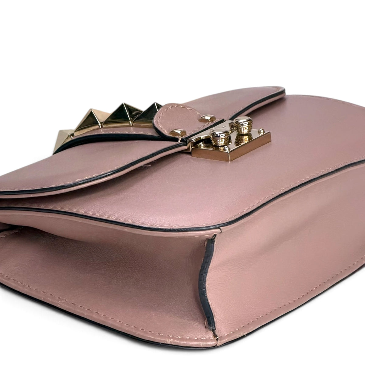 Valentino Garvani Glam Lock Small Pink Leather Flap Crossbody Bag