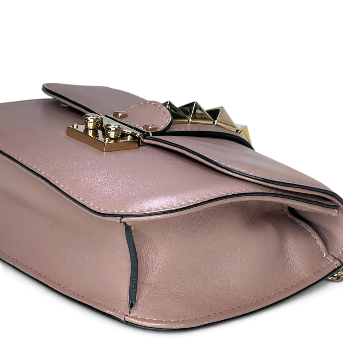 Valentino Garvani Glam Lock Small Pink Leather Flap Crossbody Bag