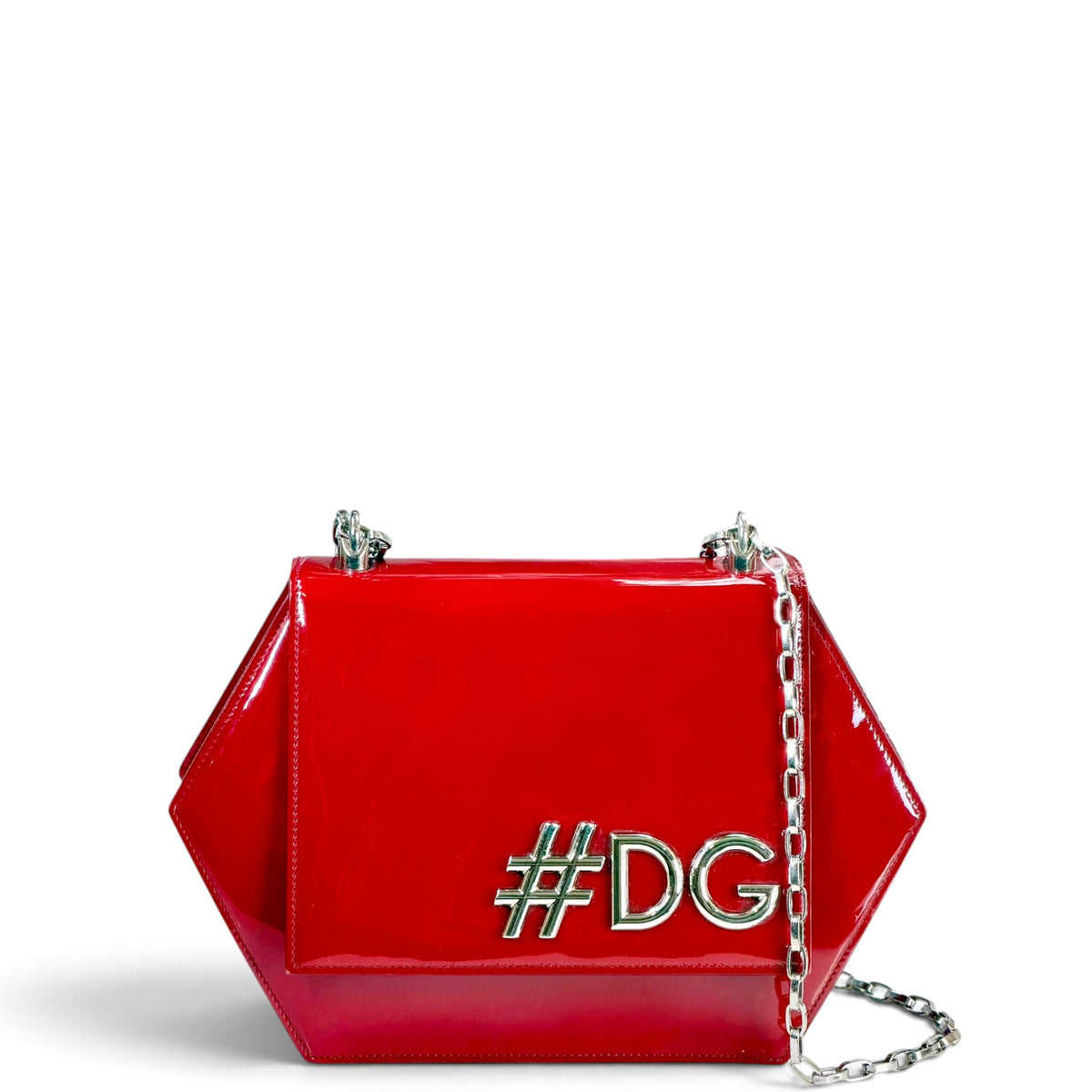 Dolce & Gabanna medium red patent leather shoulder bag 