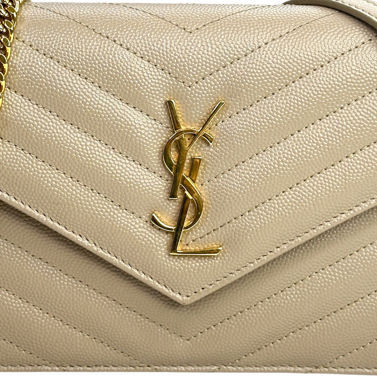 Saint Laurent Cassandre Matelasse beige Envelope With Chain Wallet