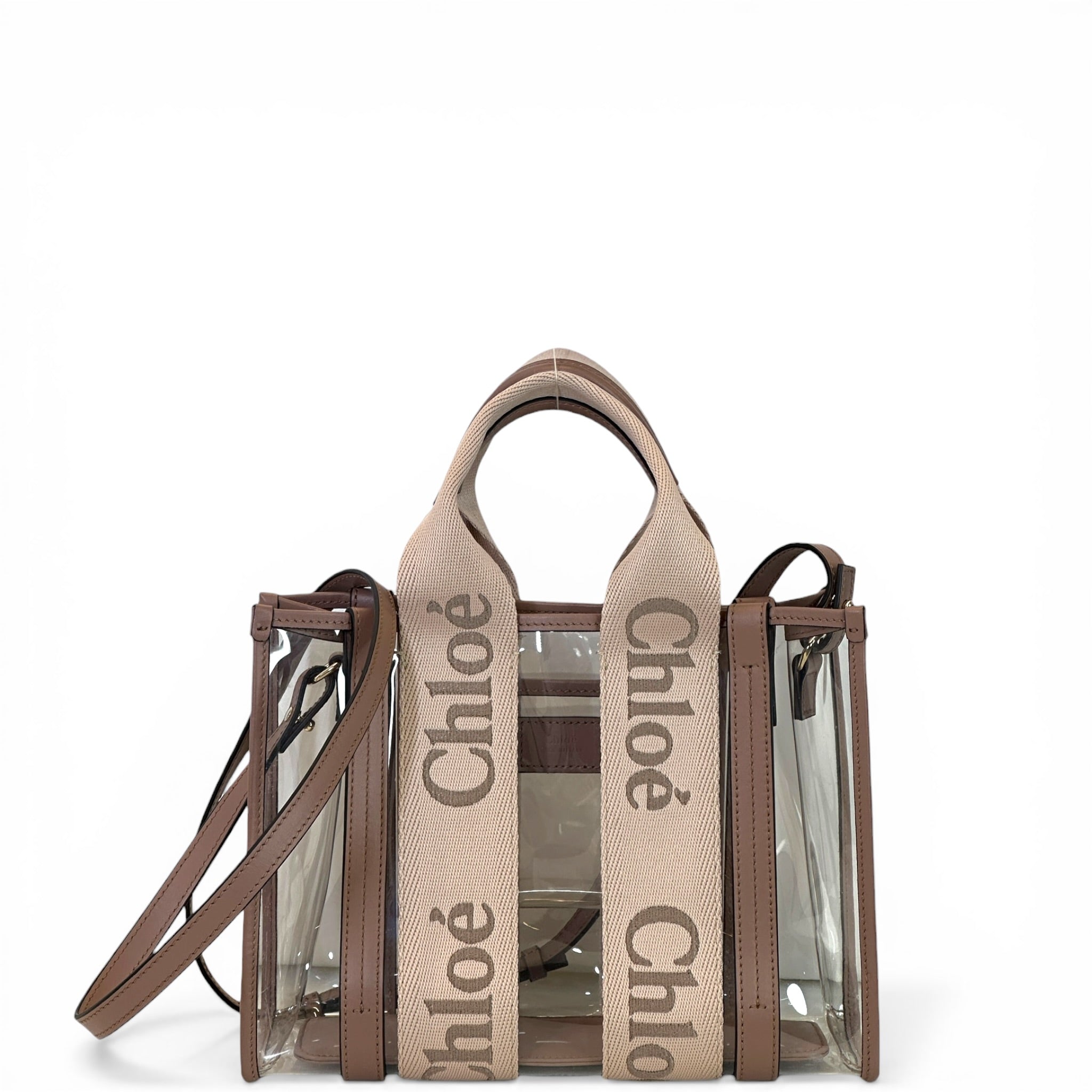 Chloé Woody Tote Bag Small Jelly Blush/Beige Leather Trim