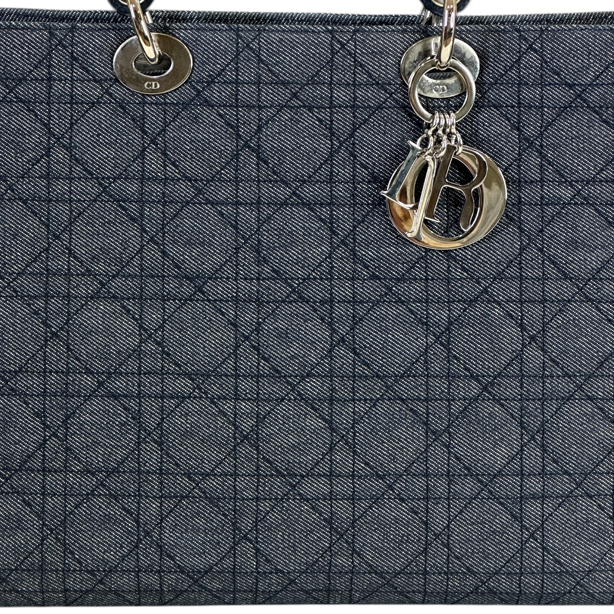 Christian Dior Large Lady Dior Denim Signature Cannage