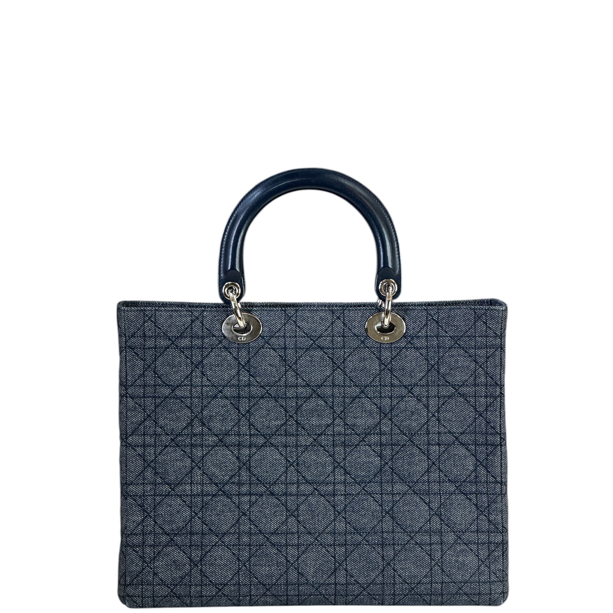 Christian Dior Large Lady Dior Denim Signature Cannage