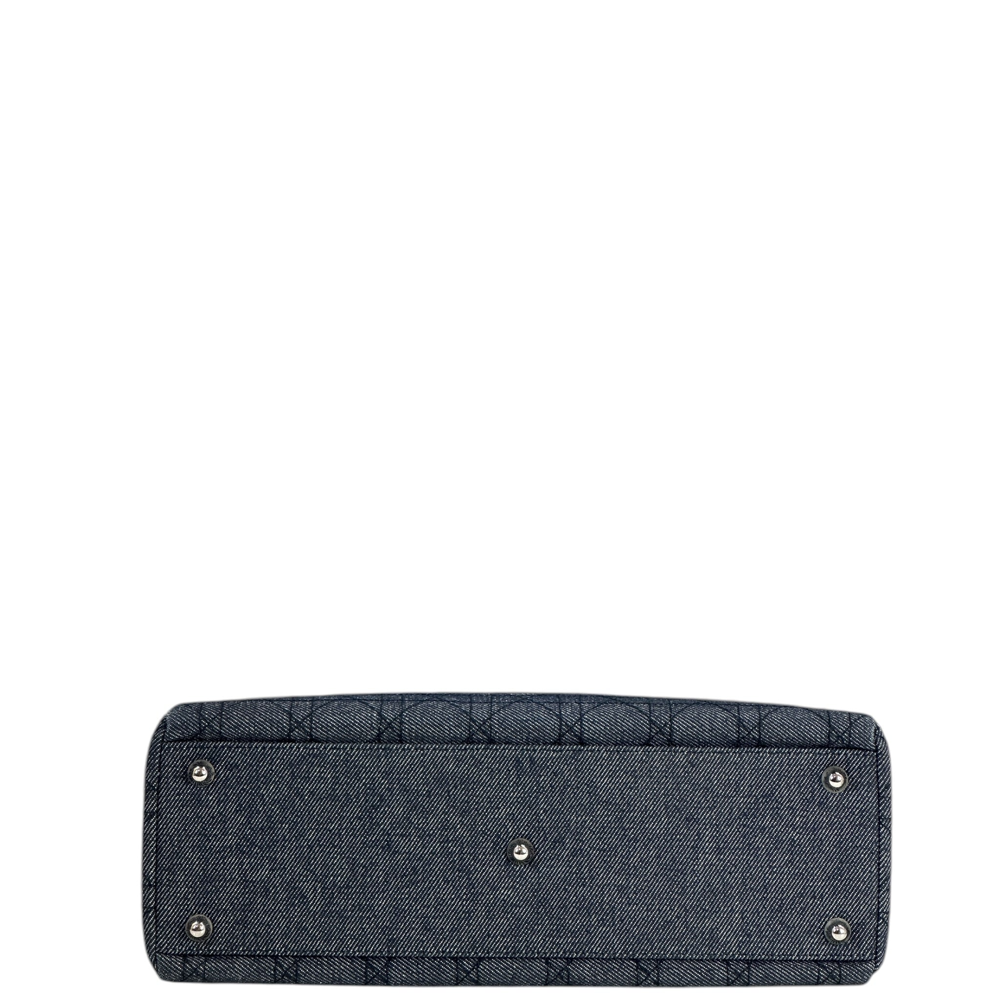 Christian Dior Large Lady Dior Denim Signature Cannage