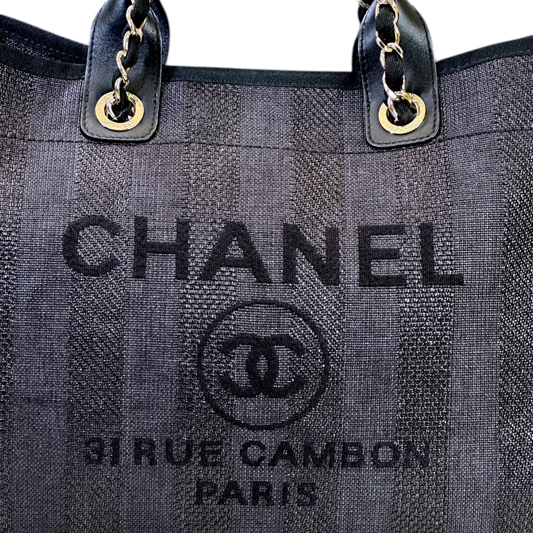 Chanel Deauville Shopper Tote Black Canvas