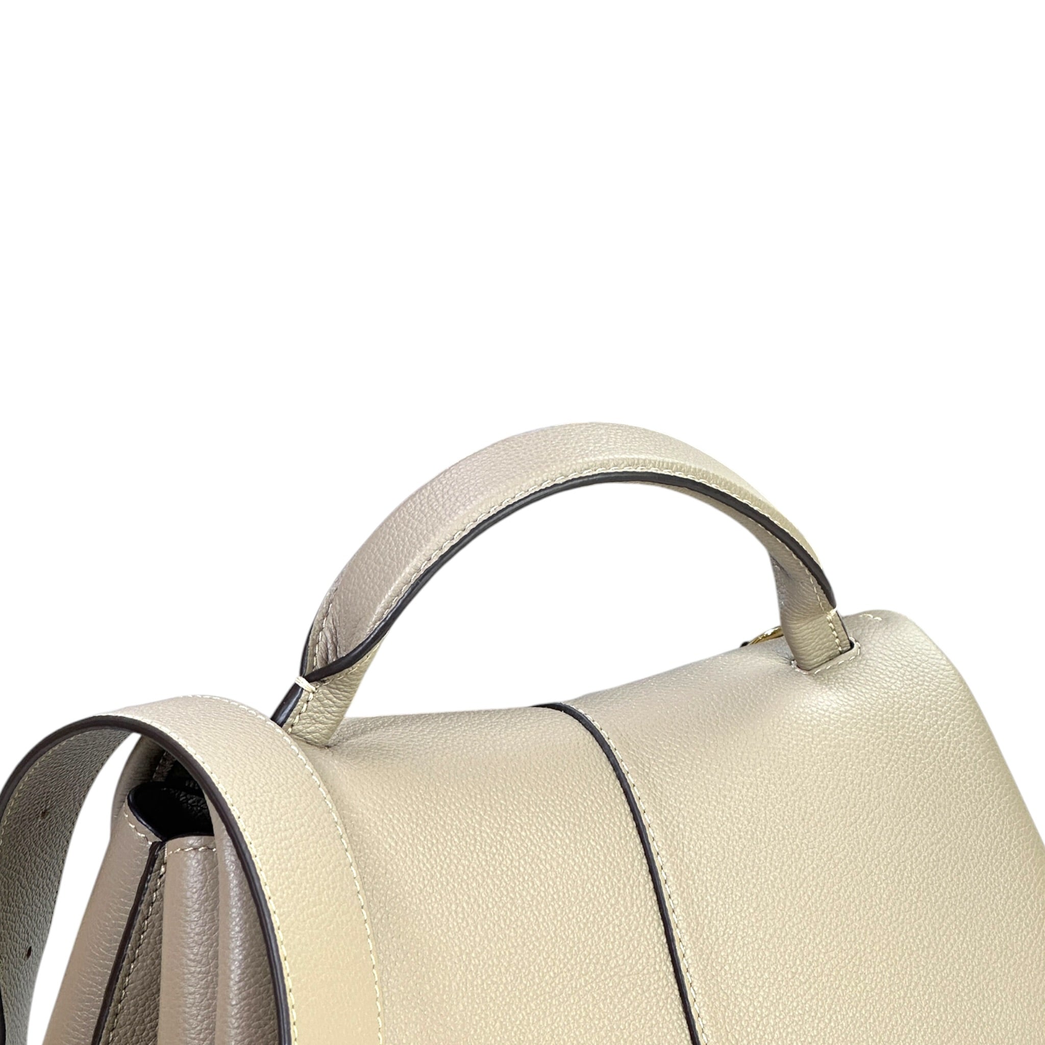 Polene Mokki Mini Taupe Leather Handbag