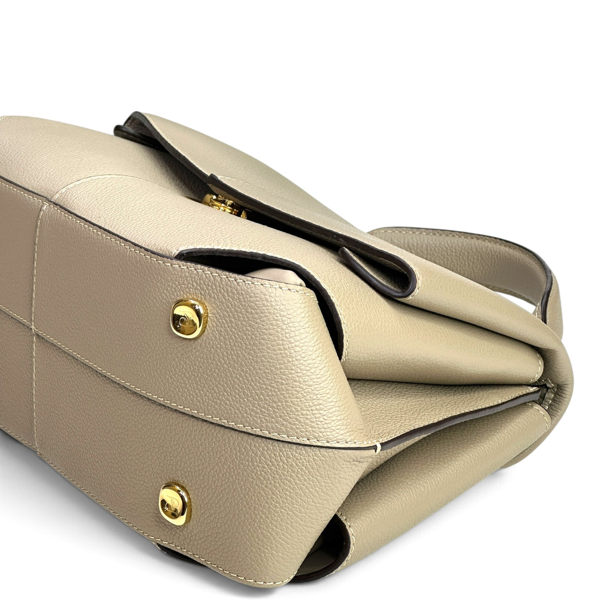Polene Mokki Mini Taupe Leather Handbag