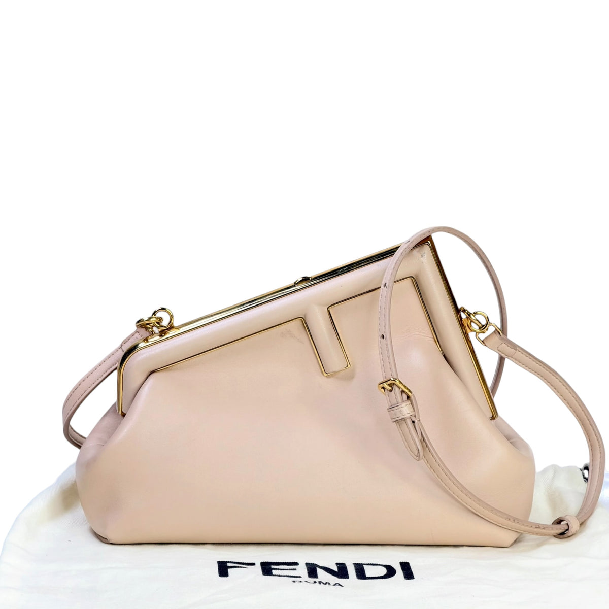 Fendi First Small Dove Grey Leather Clutch Bag