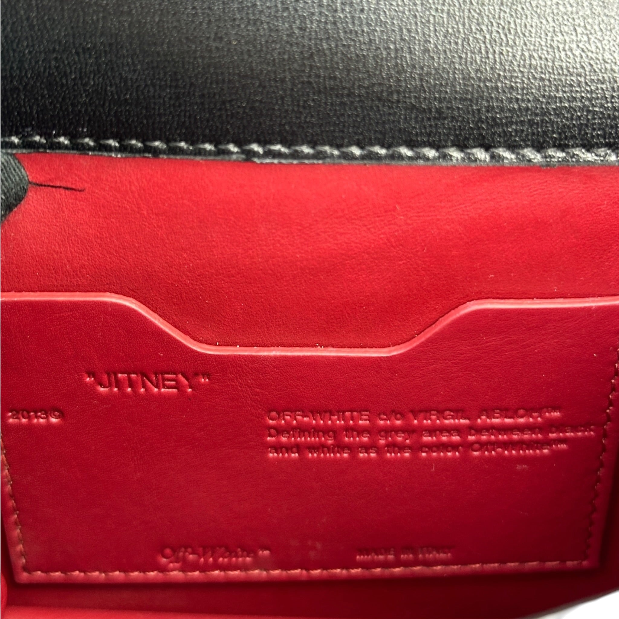 Off-White Jitney "Cash Inside" Crossbody BagBlack Leather