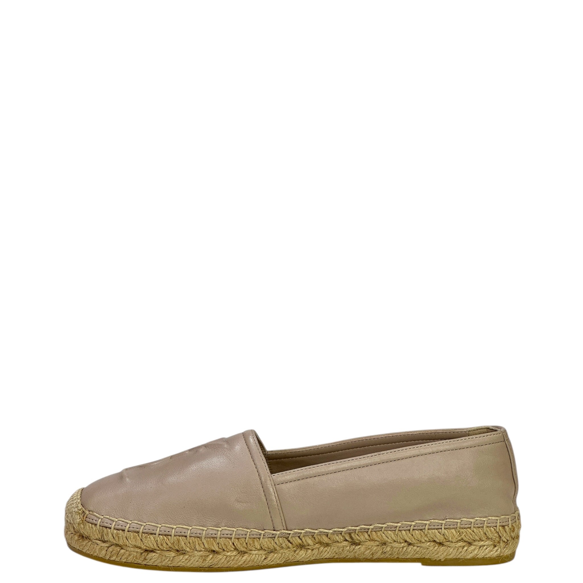 Saint Laurent Cassandre Espadrilles Beige Logo-Embossed Leather EU 36