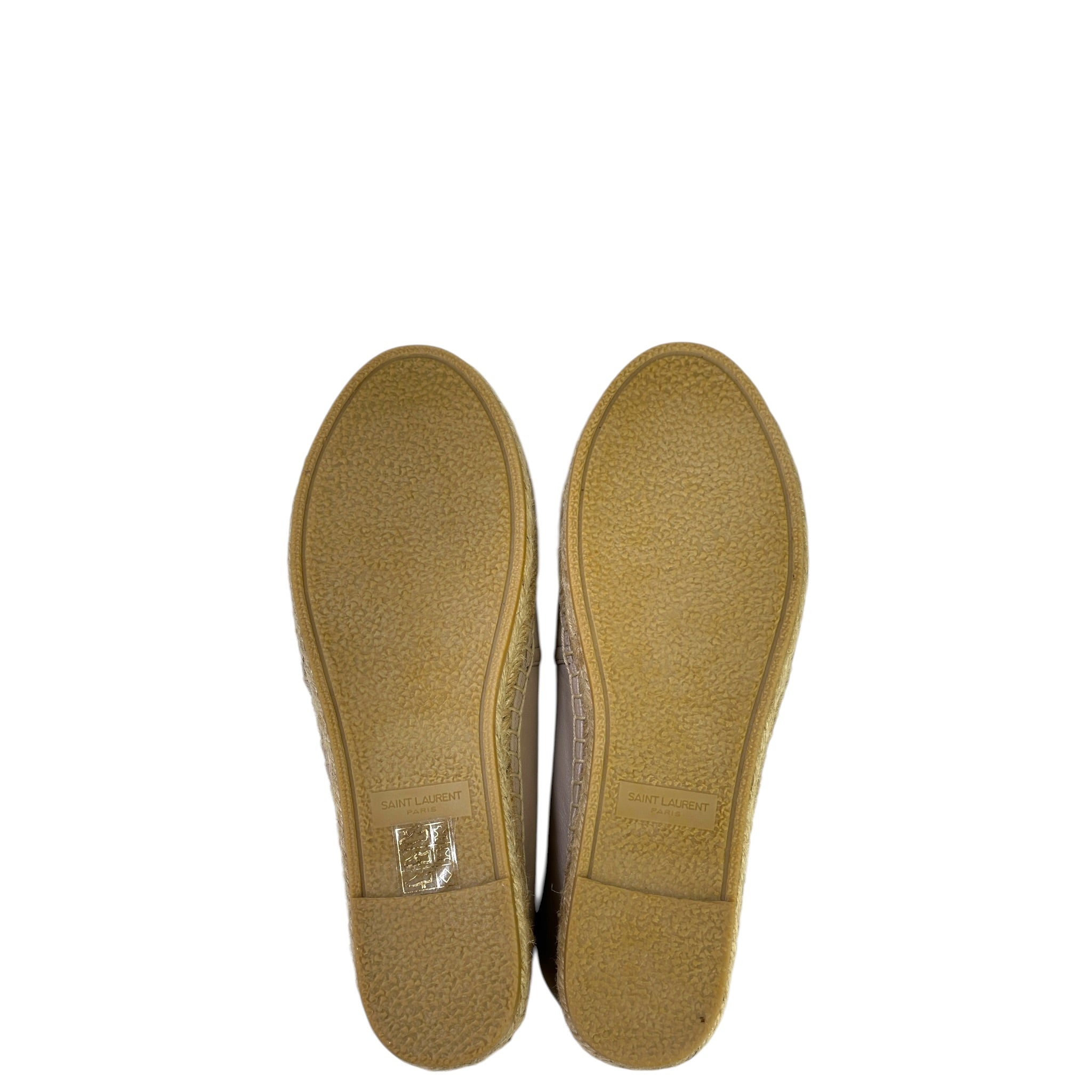 Saint Laurent Cassandre Espadrilles Beige Logo-Embossed Leather EU 36